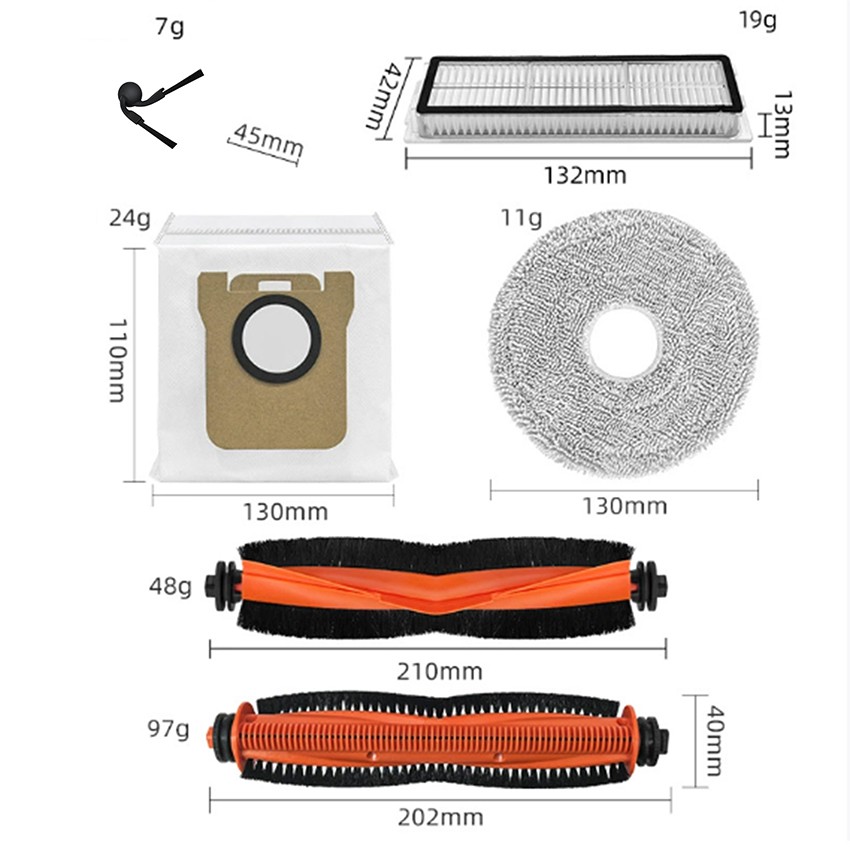 For Xiaomi 5 PRO/OV21CN Robot Rolling Brush Side Brush Filter Mop Pad Dust Bag