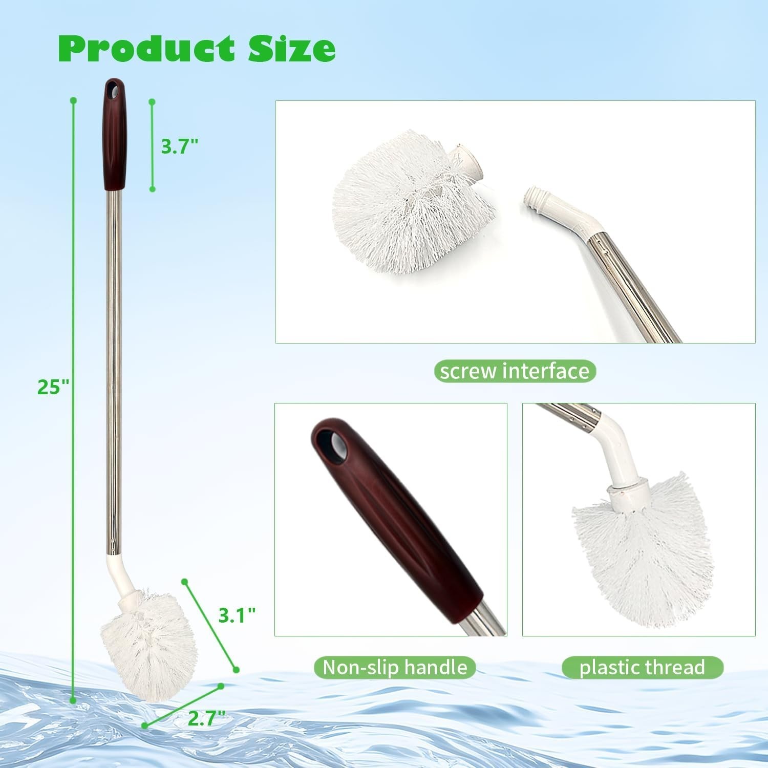 2-Pack Bucket Brush, Bottle Brush for Cleaning Extra Long Bottles, Gallon Jug…