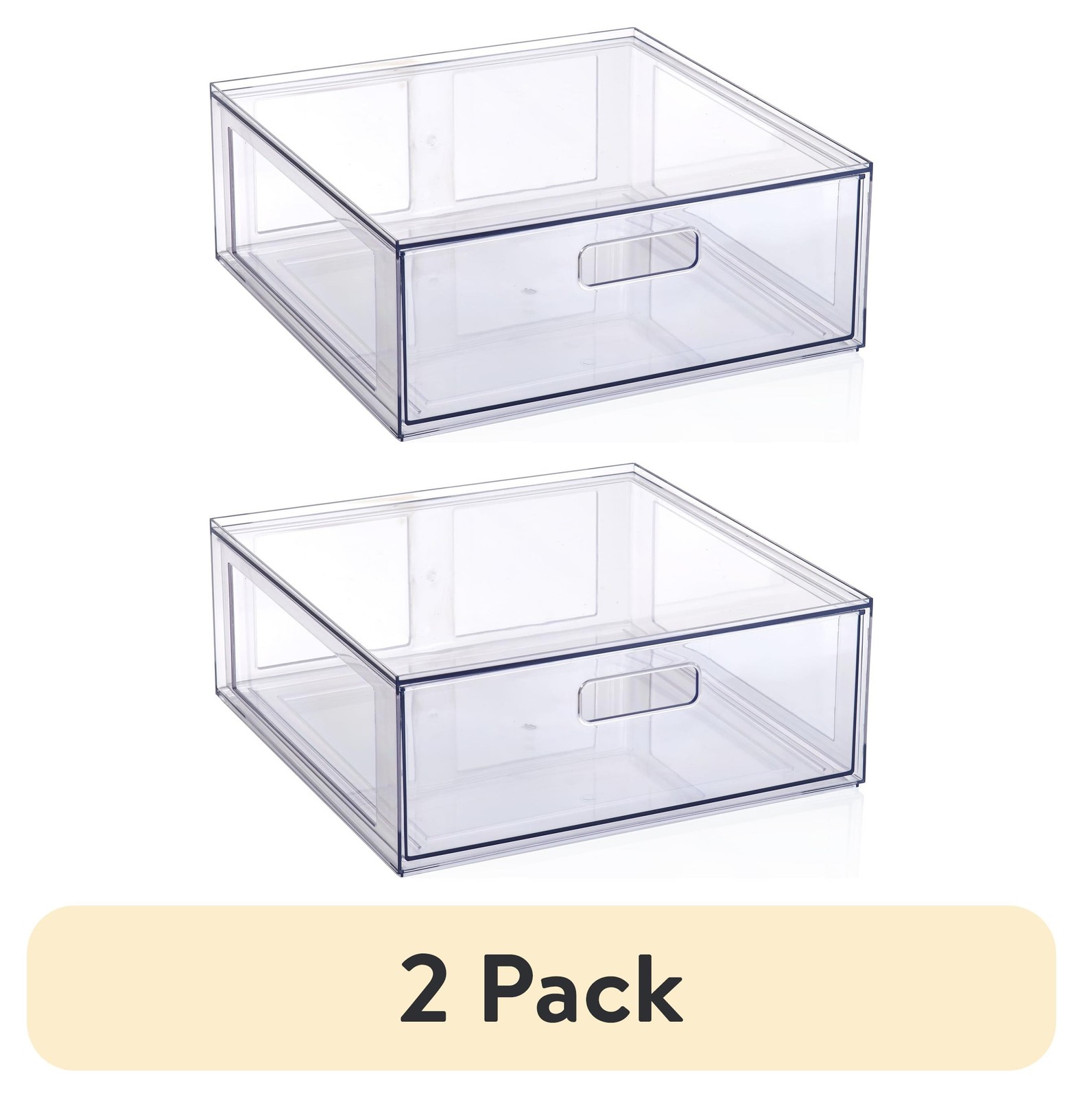 (2 pack) Mainstays Clear Glossy Plastic Pull-Out Closet Drawer Large Size