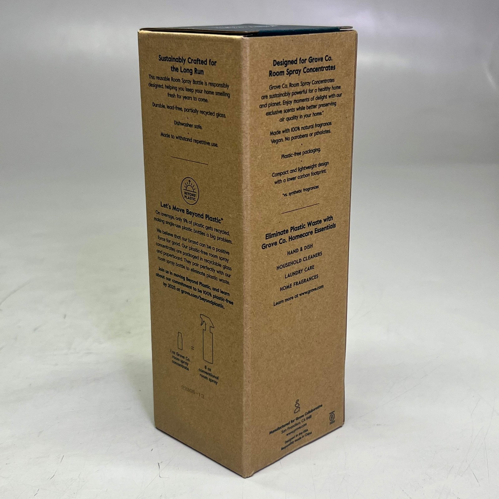 GROVE CO (4 PACK) Reusable Room Spray Bottle 8 fl oz, Clear GR-324-9852