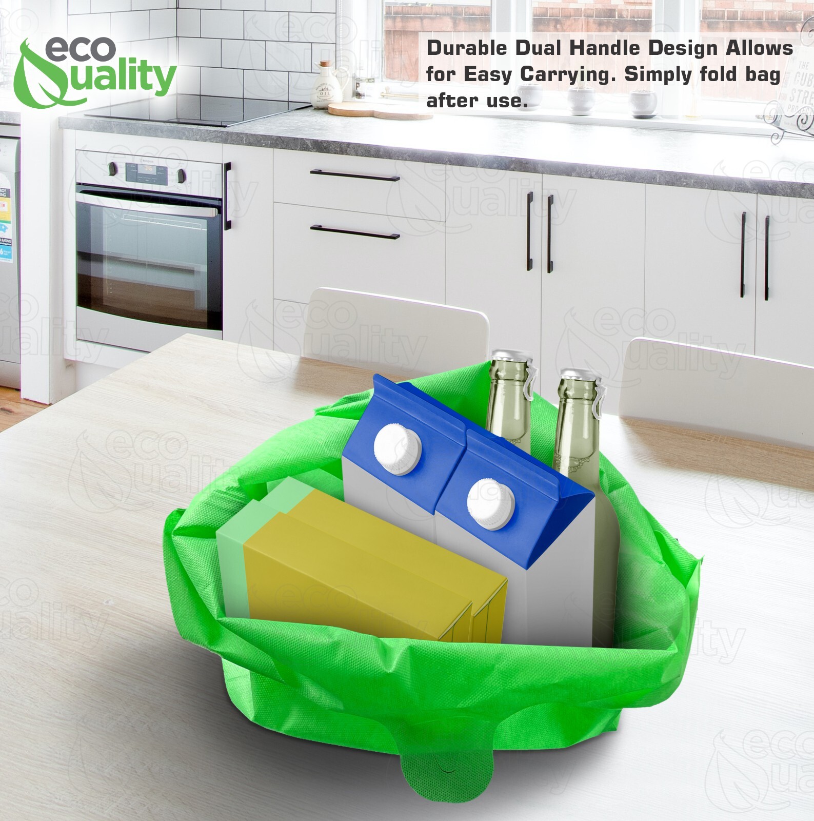 Non Woven T-Shirt Shopping Grocery Bags Green Reusable Large USA MADE 600pcs