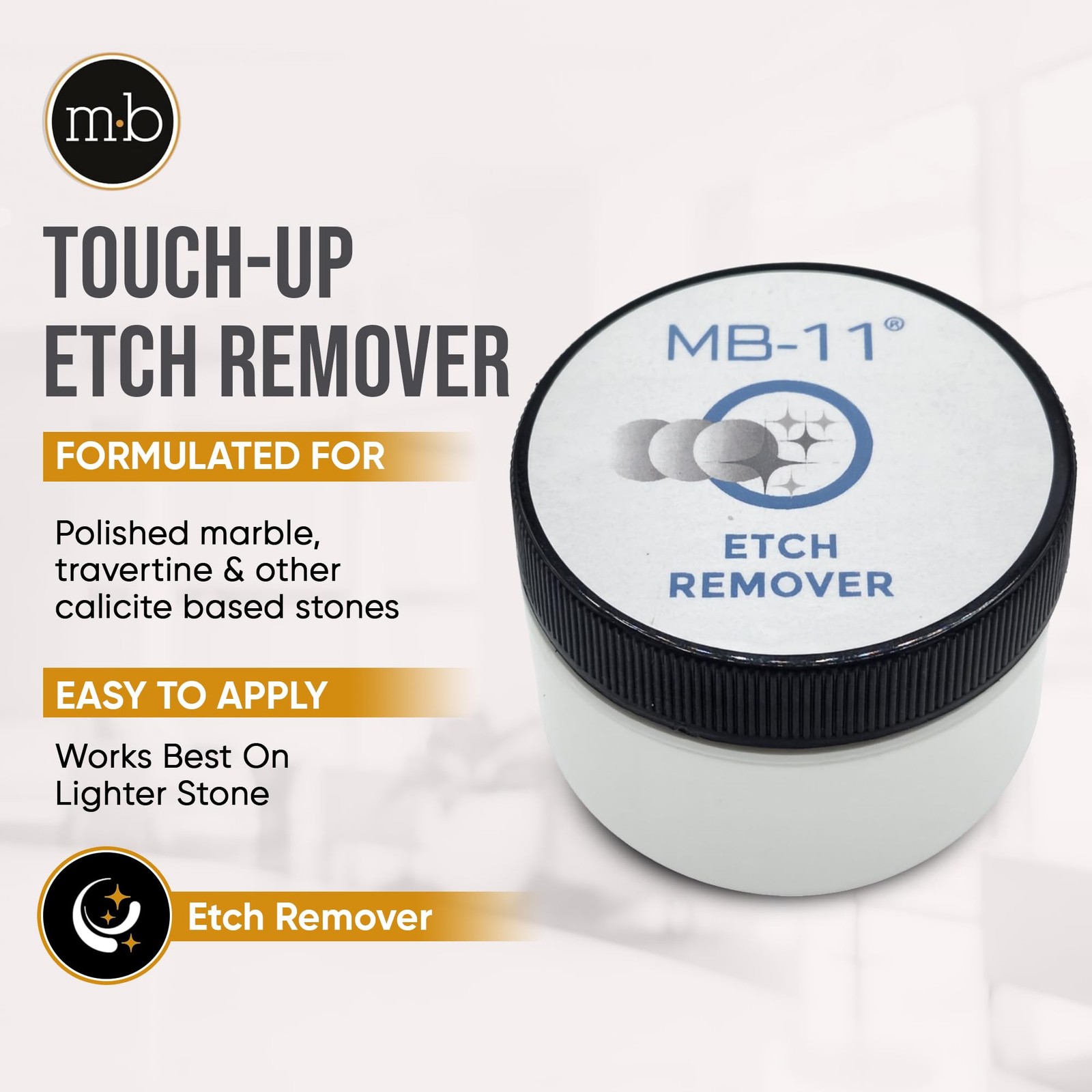 MB Stone MB-11® Touch-Up Etch Remover Marble Polishing Powder for use with Li…