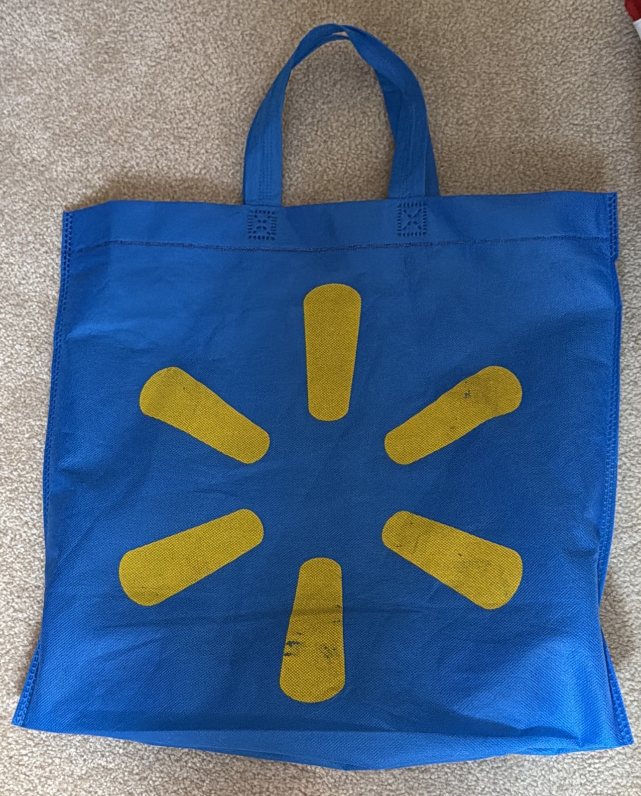 Reuseable Walmart Blue Canvas Tote Grocery Shopping Bag 17″ x 16″ Lot of 2