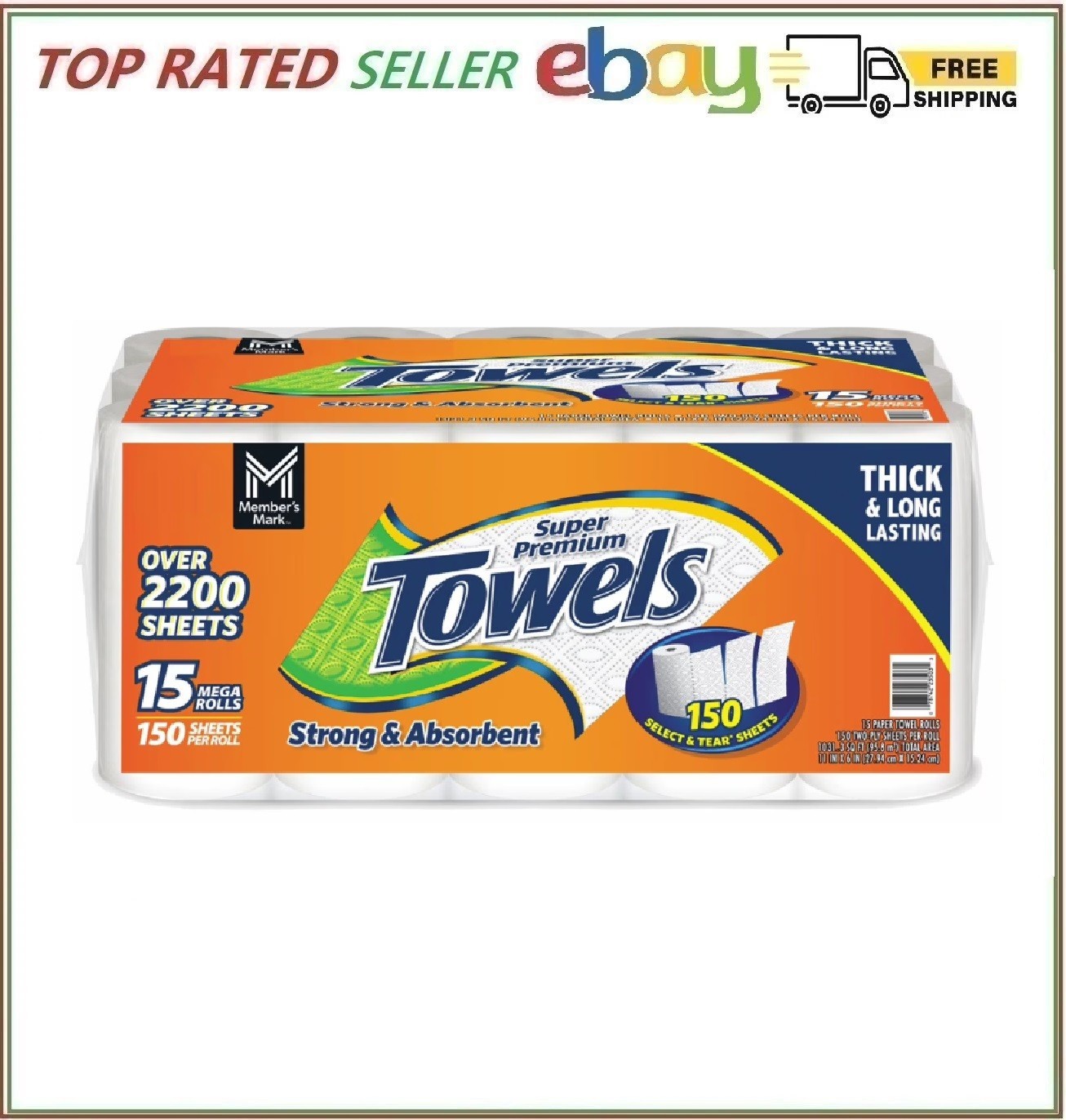 Member’s Mark Select & Tear 2-Ply Paper Towel 15 rolls, 150 sheets/roll