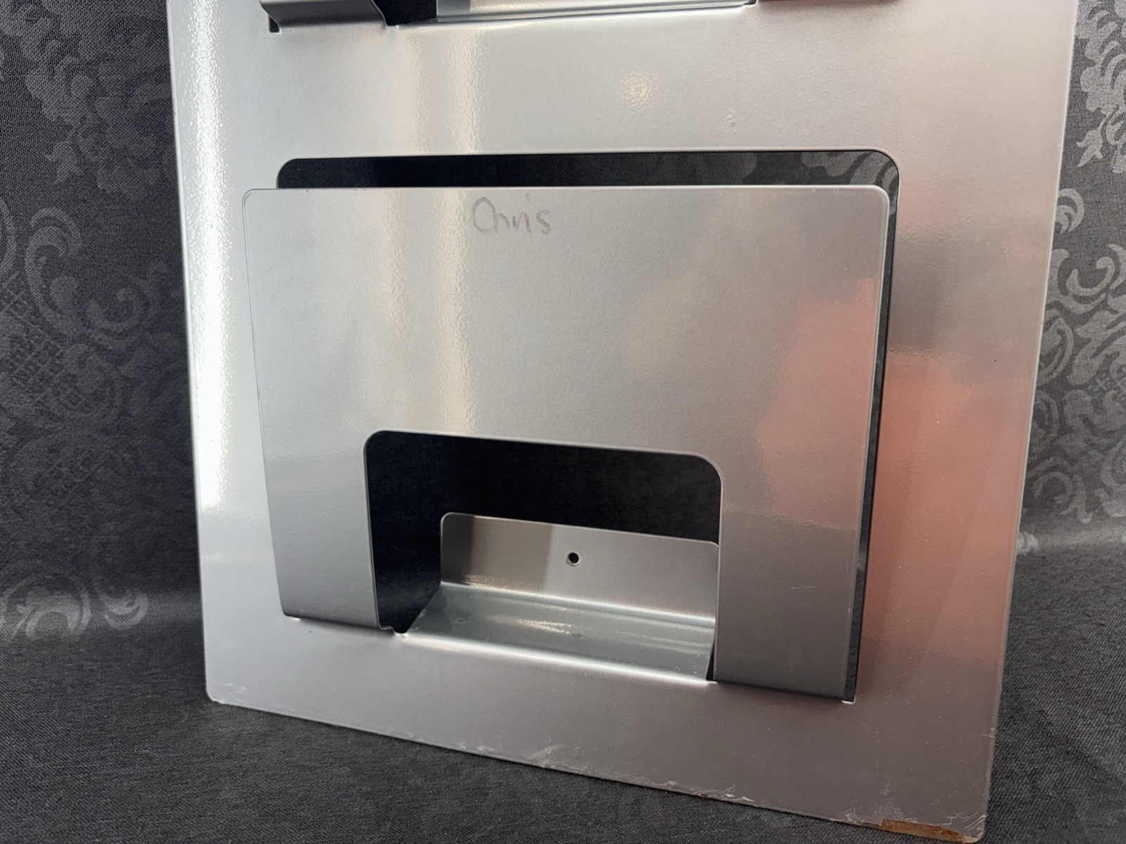 IKEA SKRISSEL SPONTAN Grey Metal Wall Mounted Magazine Newspaper Rack Holder