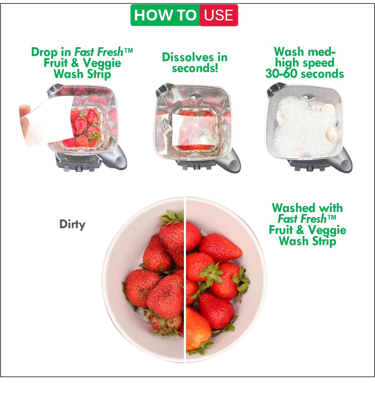 Fruit and Vegetable Wash Strips | Plant-Based, Food-Safe Produce Cleaner | Disso