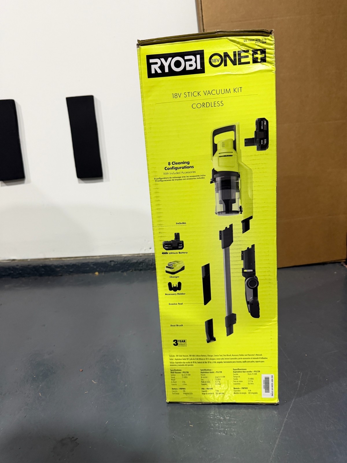 RYOBI ONE+ 18V Cordless Stick Vacuum Kit PCL720K 4Ah Battery Charger NEW