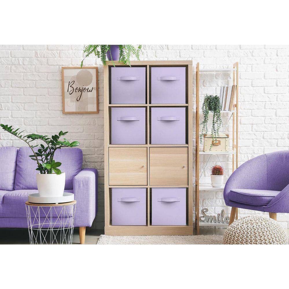 Foldable Storage Cubes W/ Handle Purple 10.5 in X 11 in Fabric Decorative Basket