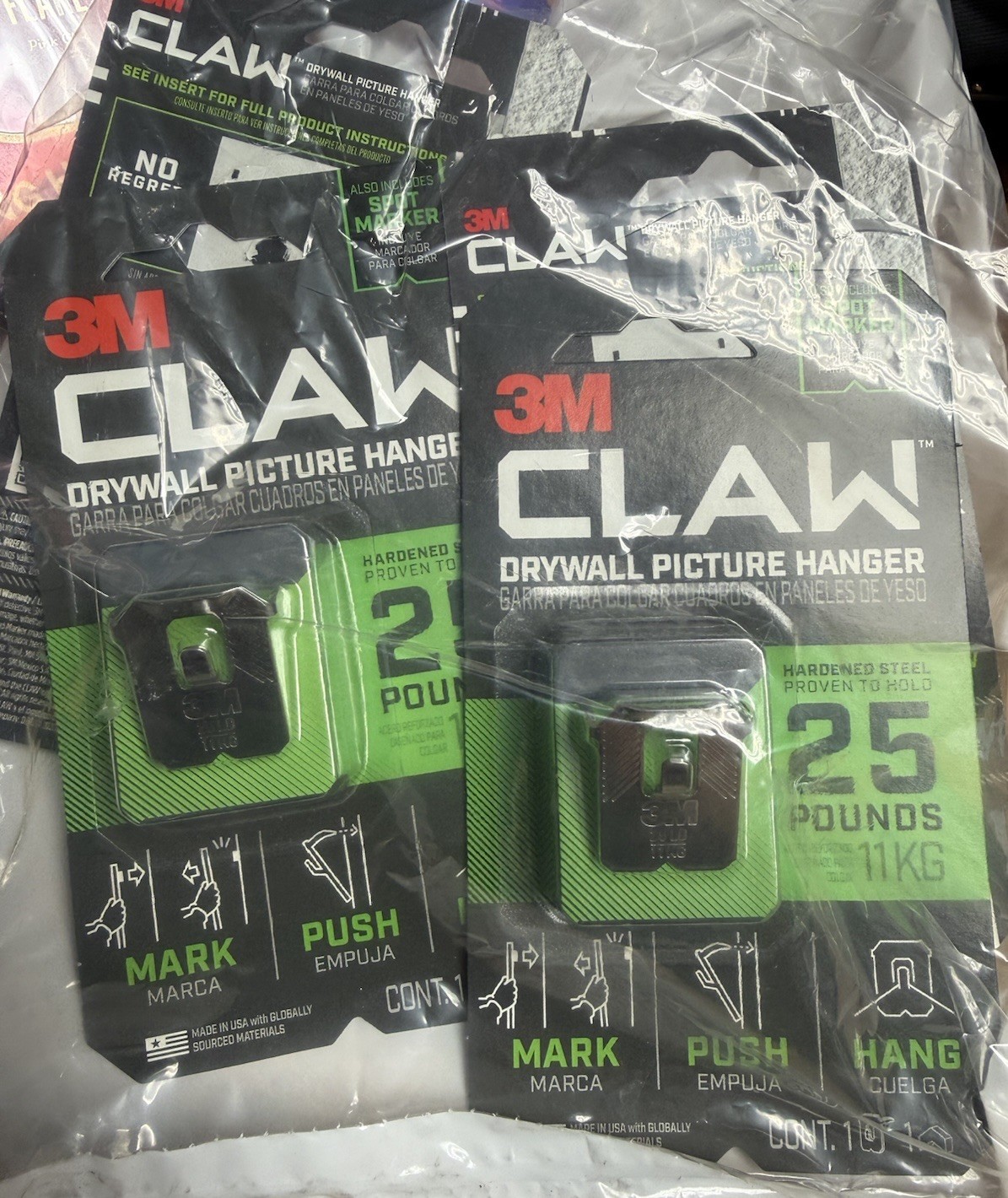 4 Packs 3M Claw 25 lb Drywall Picture Hangers