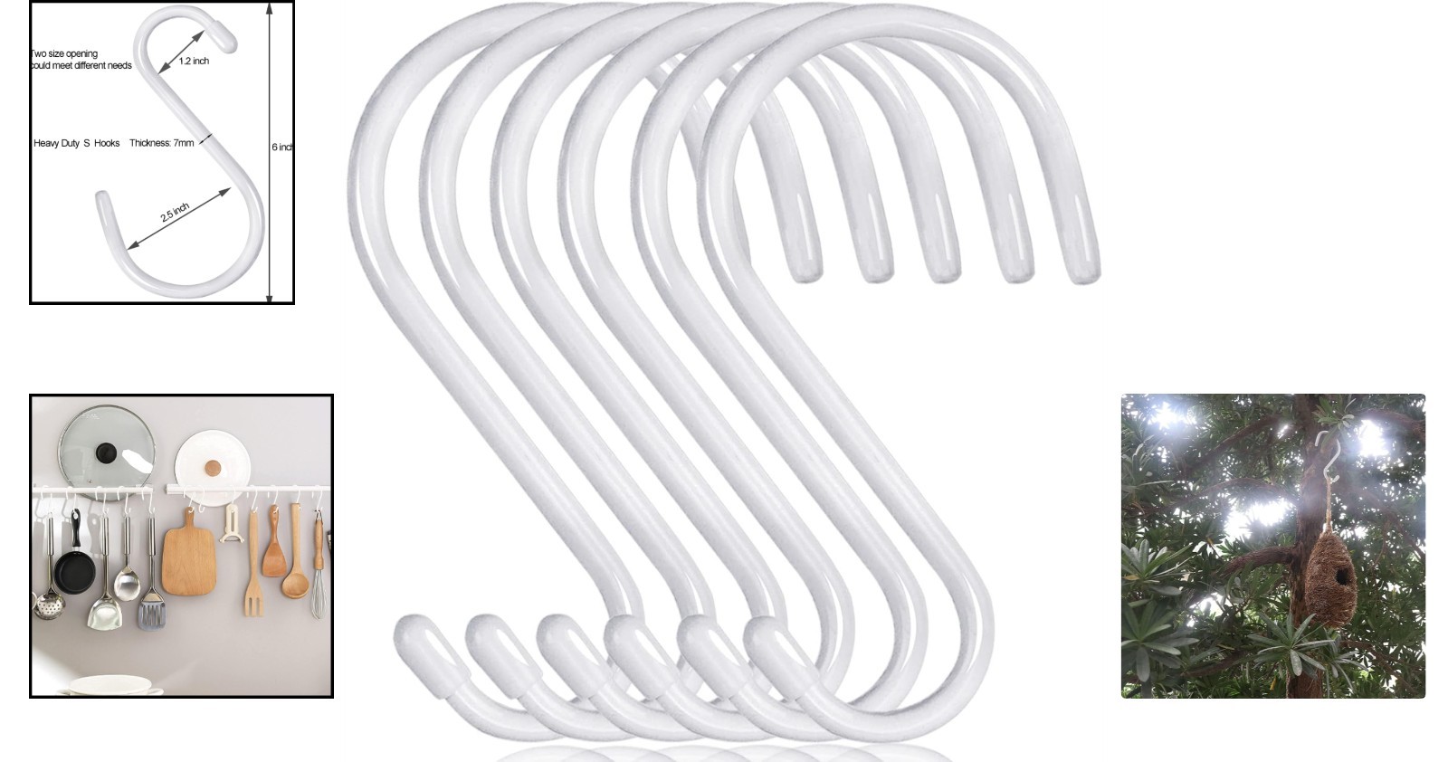 16 Inch Vinyl Coated S Hooks – Rust Resistant, Multi-Functional Hangers for Home