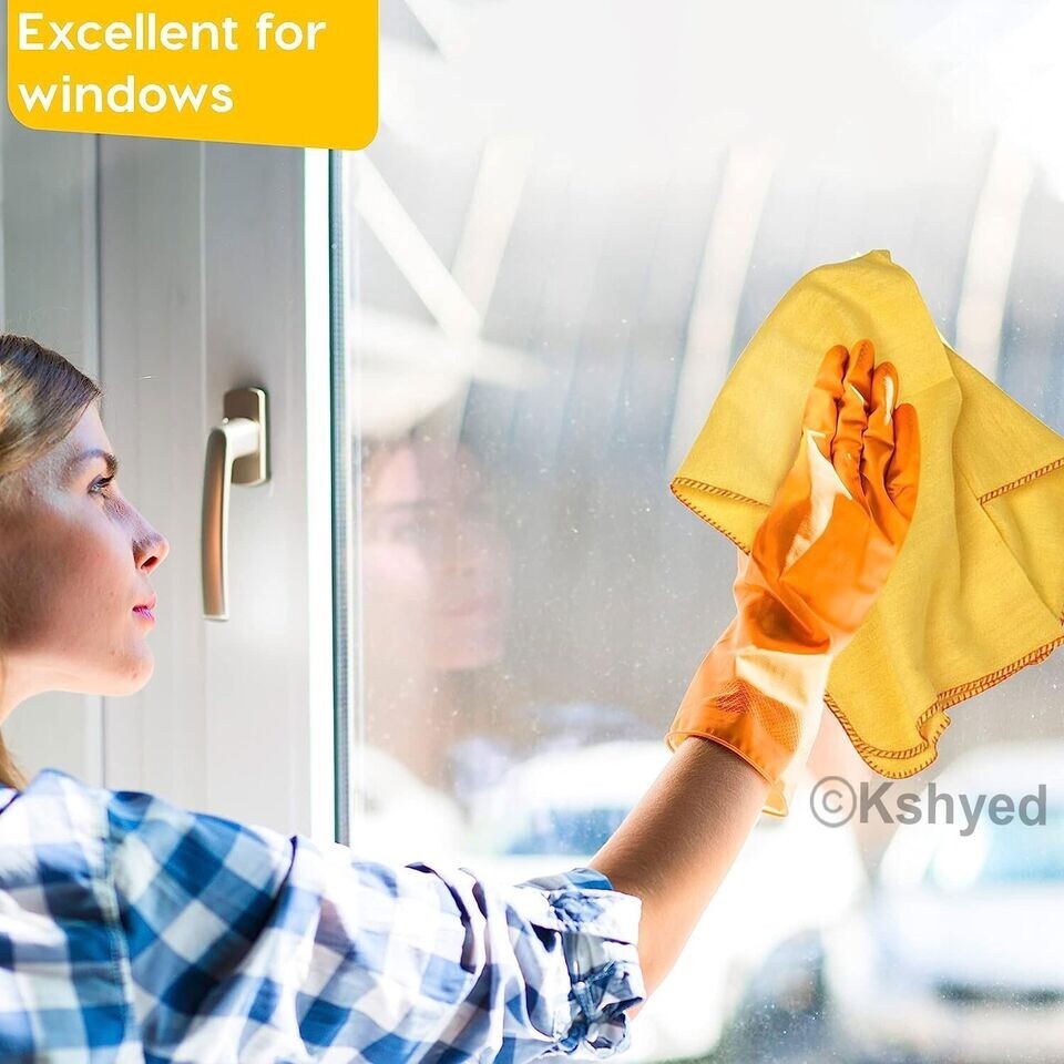 6 PCS (2 Pack) 100% Pure Cotton Yellow Multi-Purpose Dusters Cleaning Cloths-New
