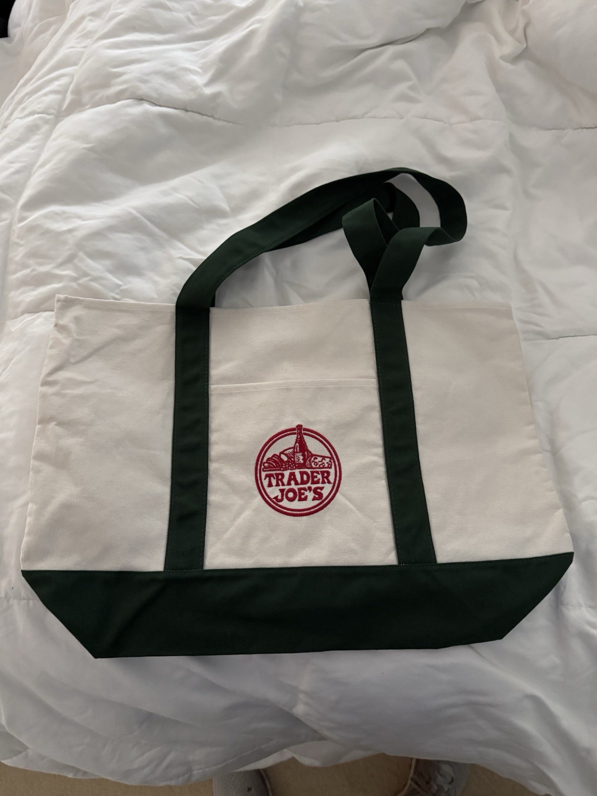 Trader Joe’s Large Canvas Tote Bag’s Blue & Green set (new)