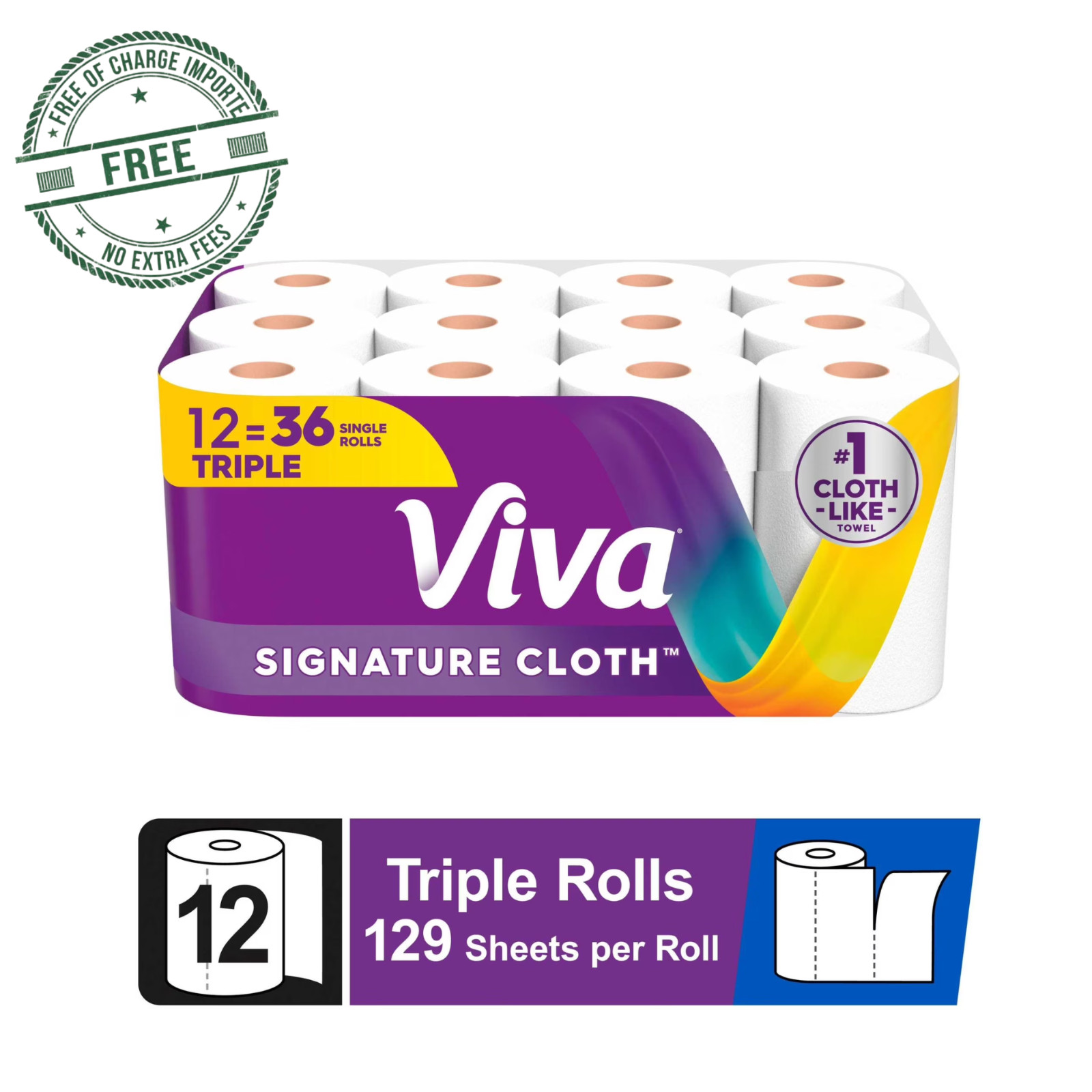 BIG SALE! Viva Signature Cloth Paper Towels, 12 Triple Rolls 129 Sheets per Roll