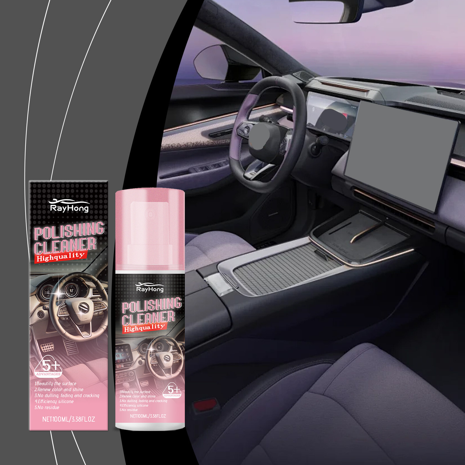 3x Polishing Cleaner Cars Interior Car Interior Detailer & Cleaner 100ml