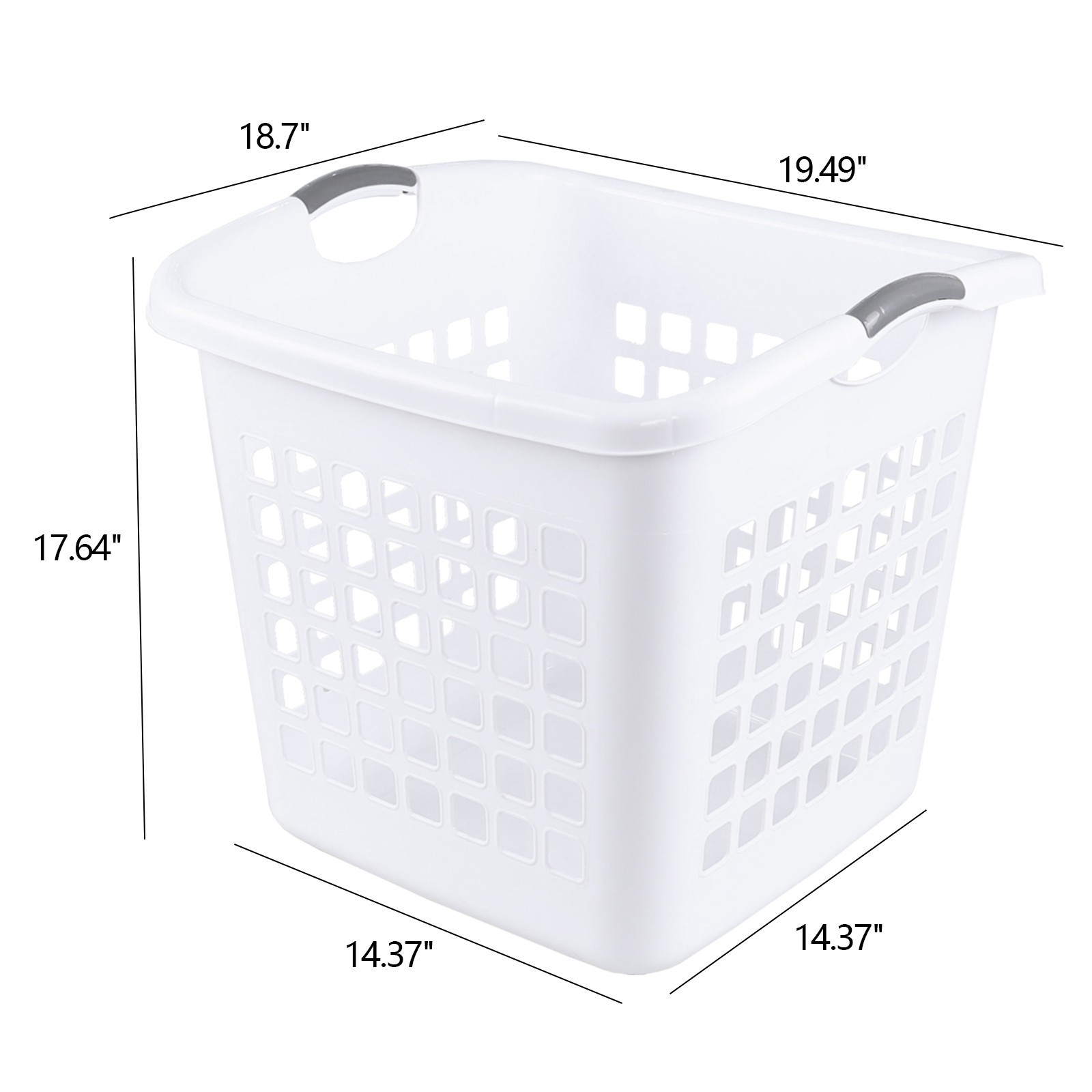 Aninhao 4 Pack 70 L Large Plastic Laundry Hamper with Cut-out Handles, White