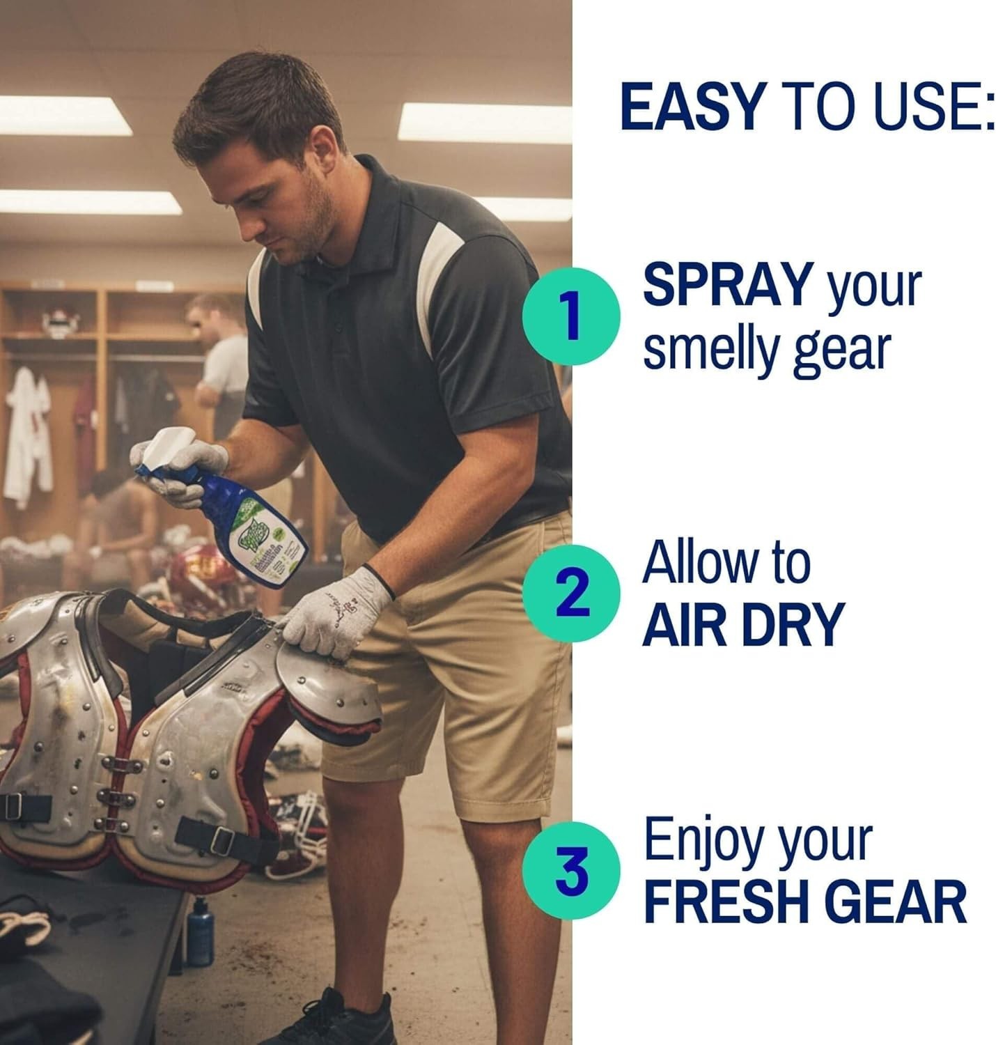 Sports Cleaner Deodorizer Spray for Gym Equipment Sports Gear & Pads 16oz