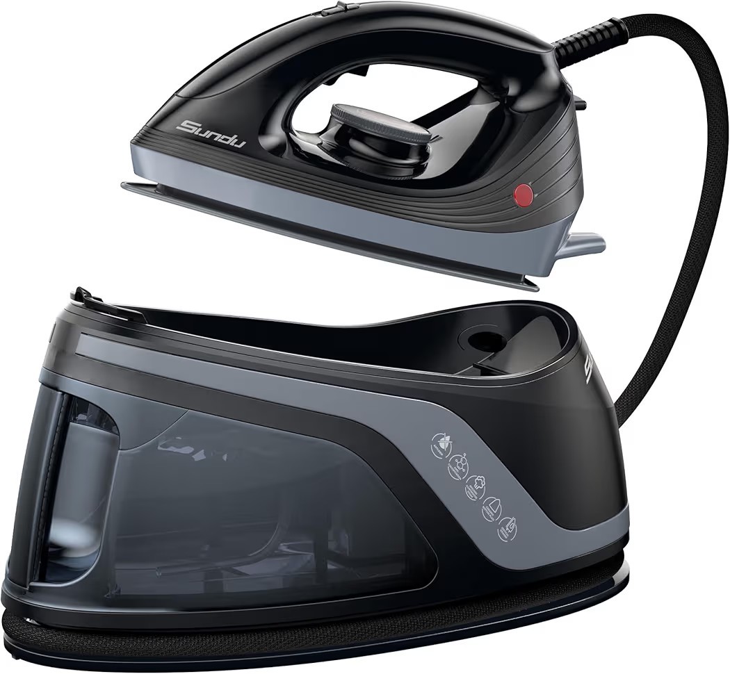 Sundu 1600W Professional Steam Station Iron 44oz Tank 400 Microsteam Holes Black