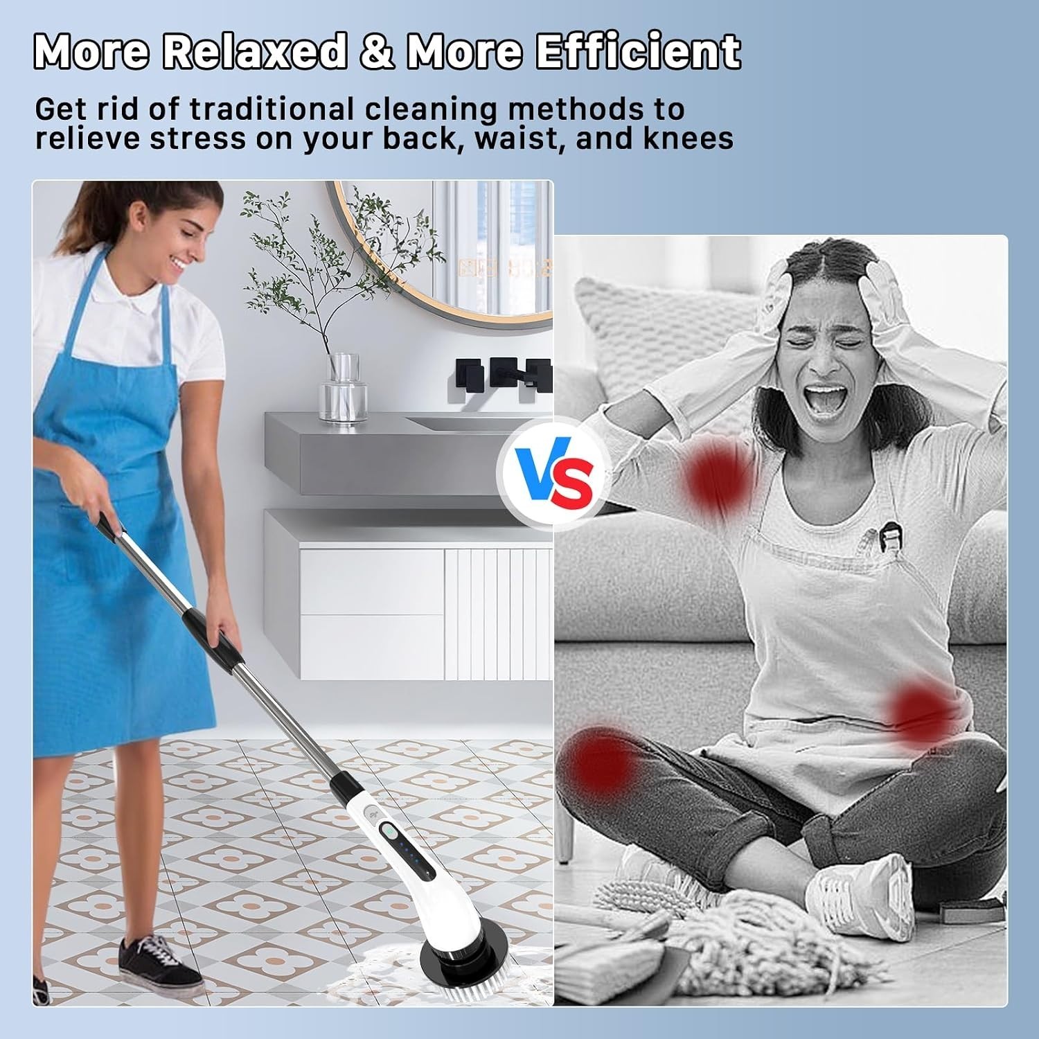 Electric Spin Scrubber,1200RPM Cordless Shower Scrubber, 2 Batteries