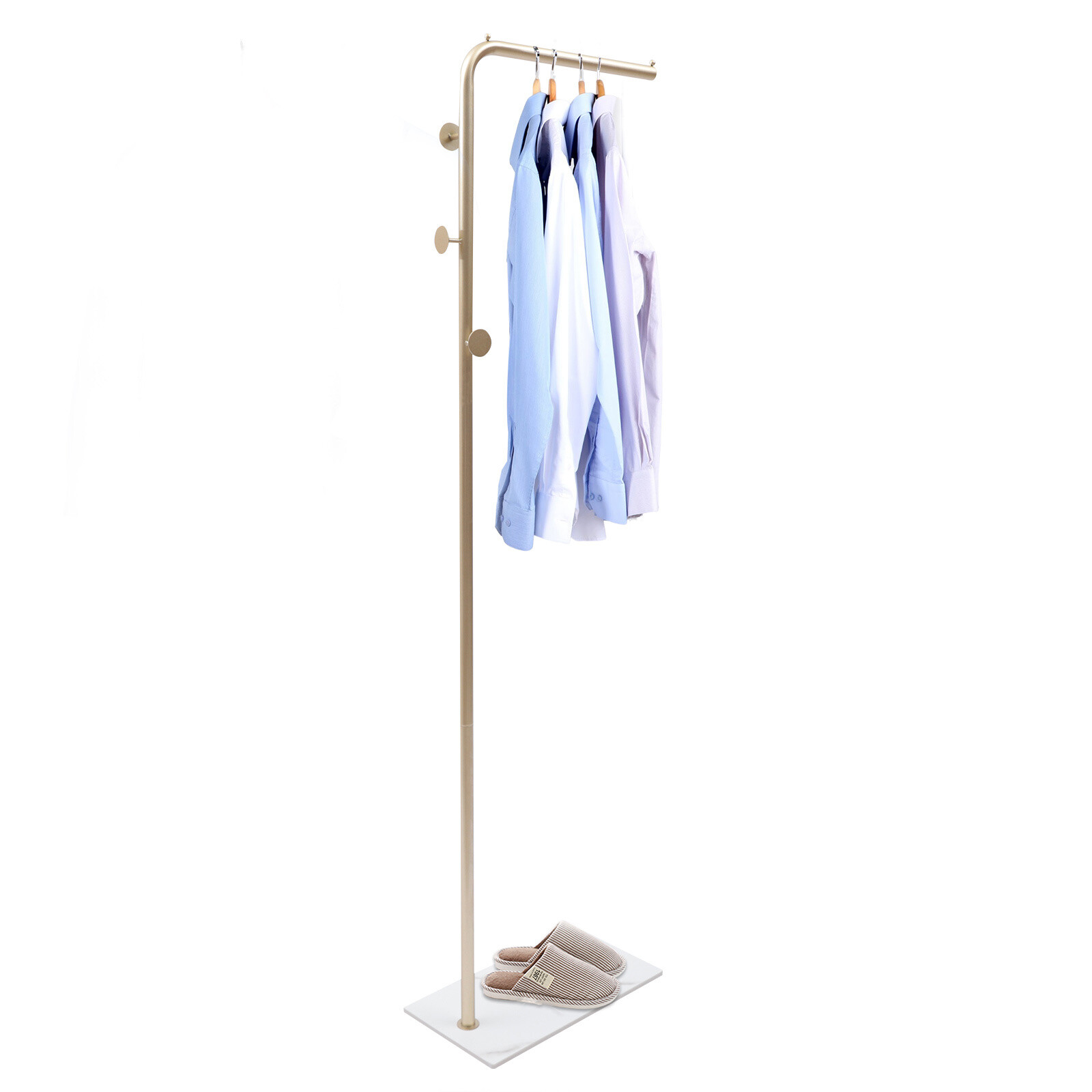 Modern Gold Clothes Rack 170cm Shelf 40cm Hanging Rod with 3* Side Hooks