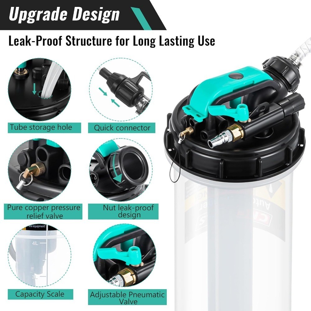Pneumatic Manual Oil Fluid Extractor Pump 5.3L 1.4 Gallon for Oil Change Vacuum