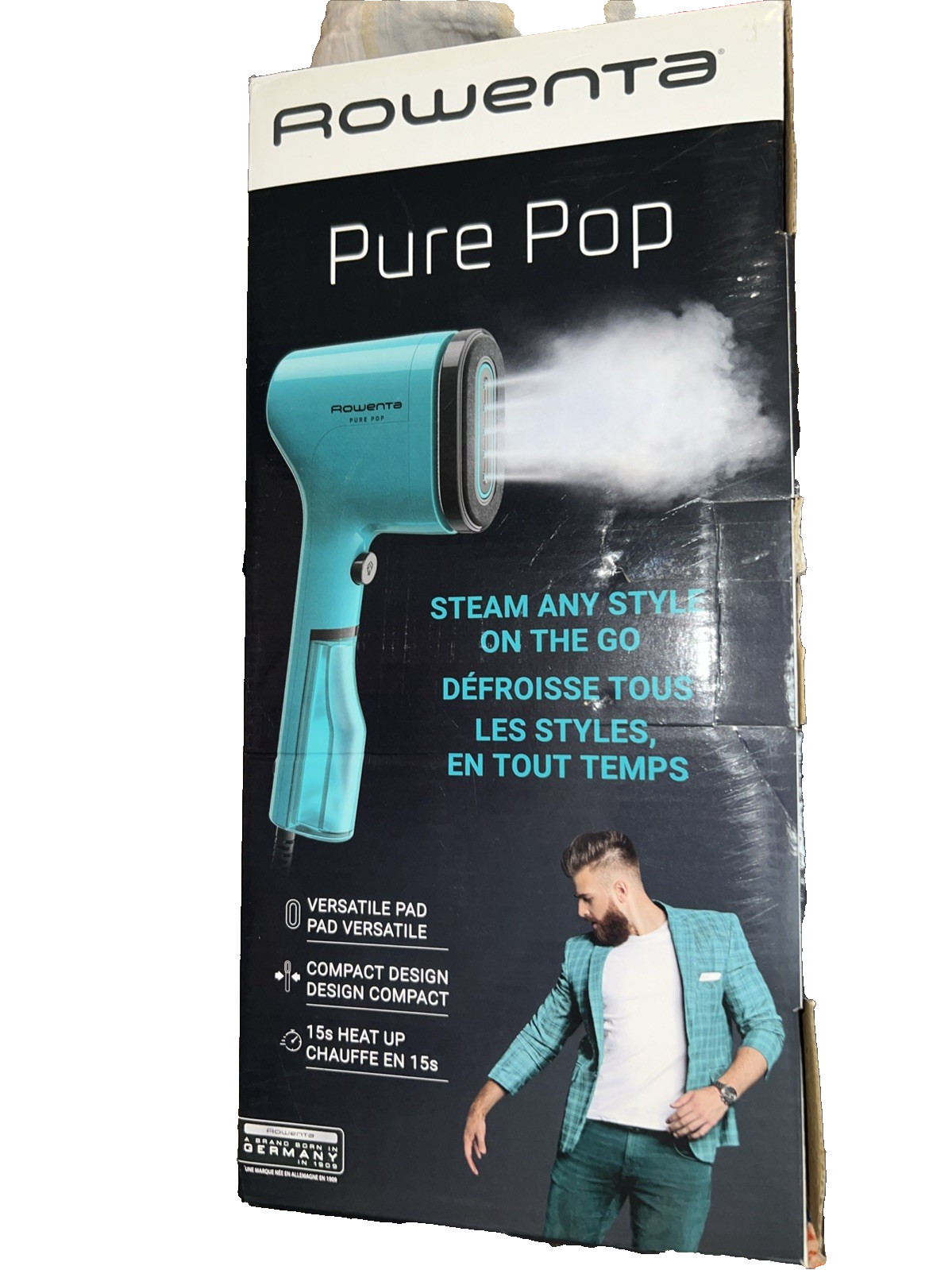 PurePop Handheld Clothes Steamer 1150 Watts 15 Sec Heat-Up New Open Box