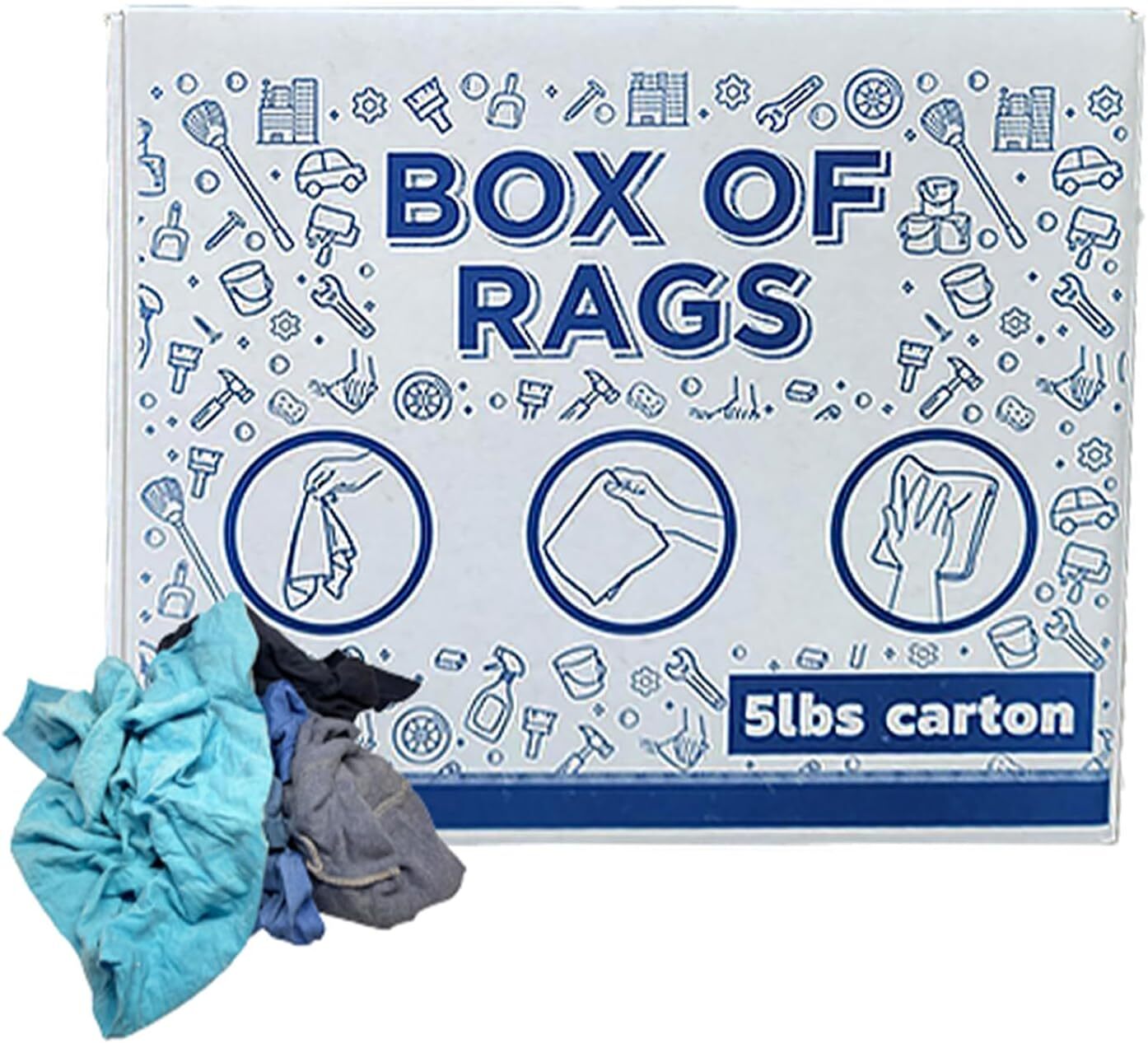 Assorted Color Knit Rags, T-Shirt Absorbent Cleaning Wipers Bulk – Boxes