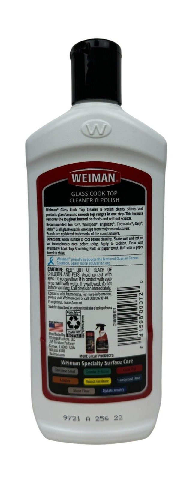 Weiman Ceramic/Glass Cooktop Cleaner & Polish Heavy Duty For Stove Top 15 oz