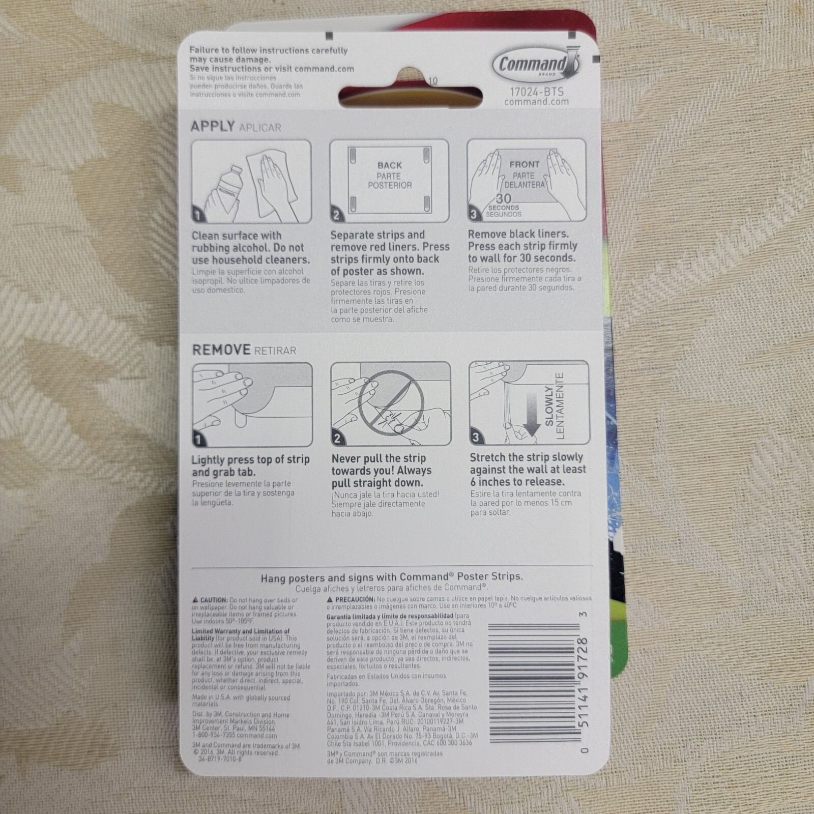 2 Packs 3M Command Sign Poster Picture Hanging Adhesive Strips – Total 32 Strips