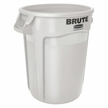 Rubbermaid Commercial Fg261000wht 10 Gal Round Trash Can, White, 15 5/8 In Dia,