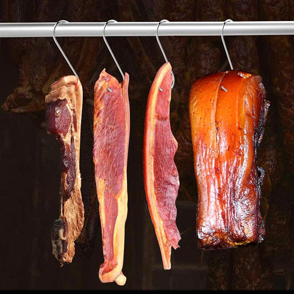 20Pcs Stainless Steel Meat Butcher Hooks for Hanging Drying BBQ Grilling Sausage