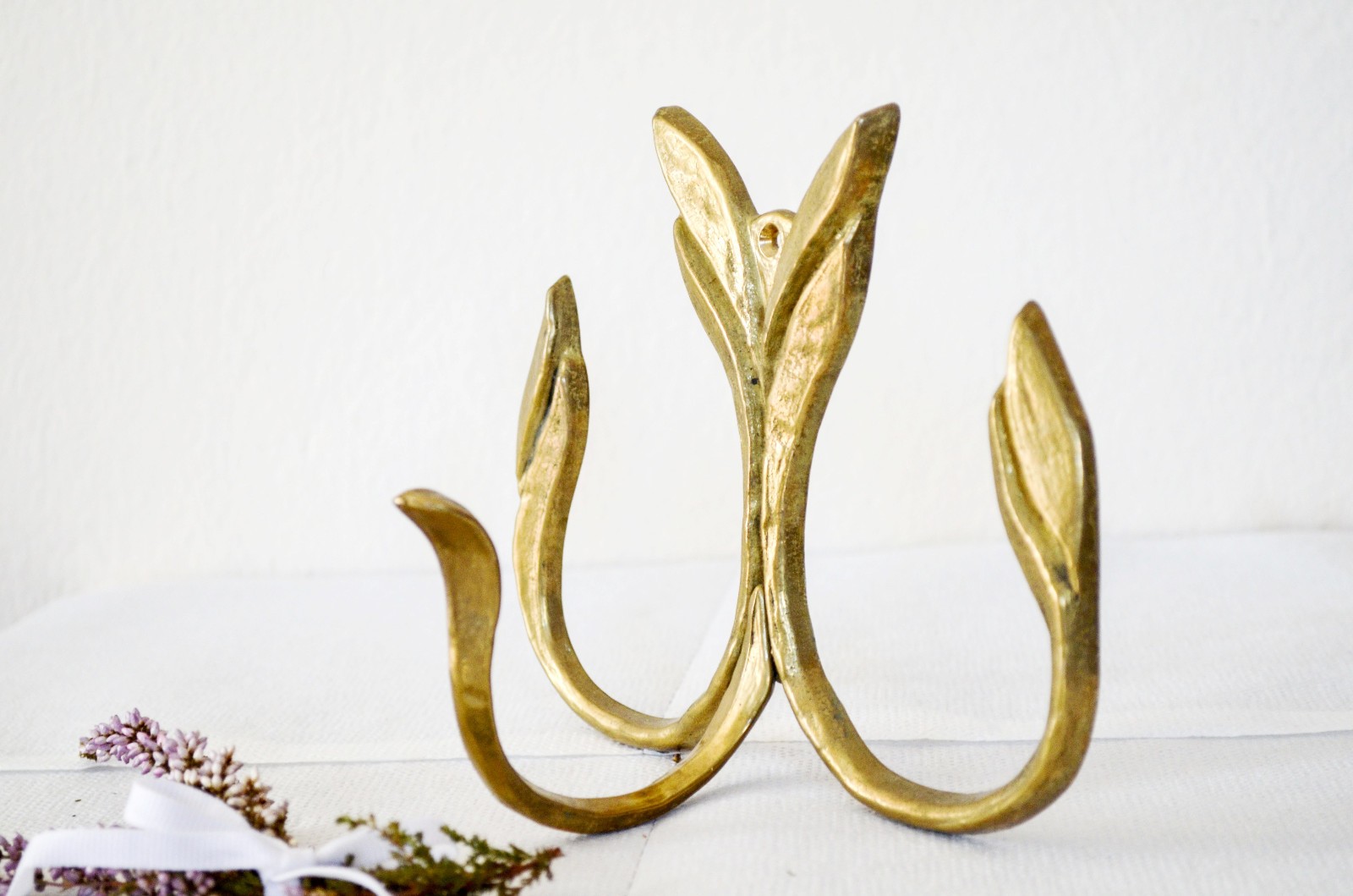 Gold Wall Hook Leaf Design Art Nouveau Decorative Hat Rack Brass Wall Decor
