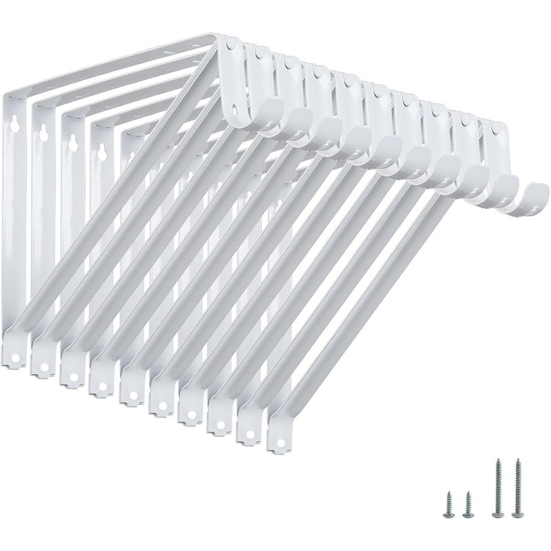 Heavy Duty Closet Shelf Rod Brackets Supports 250lbs Wall Mounted 10-Pack New