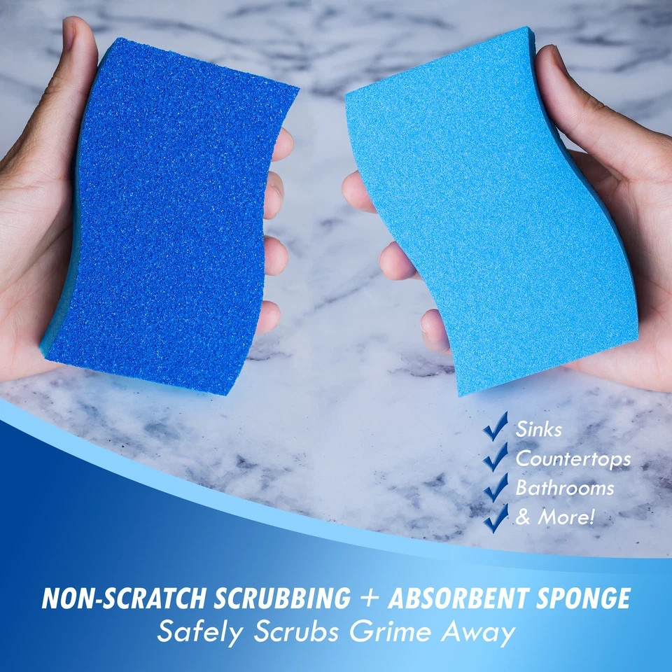 Elitra Antimicrobial Non-Scratch Scrubber Cleaning Sponge, Blue – 24 Pack –