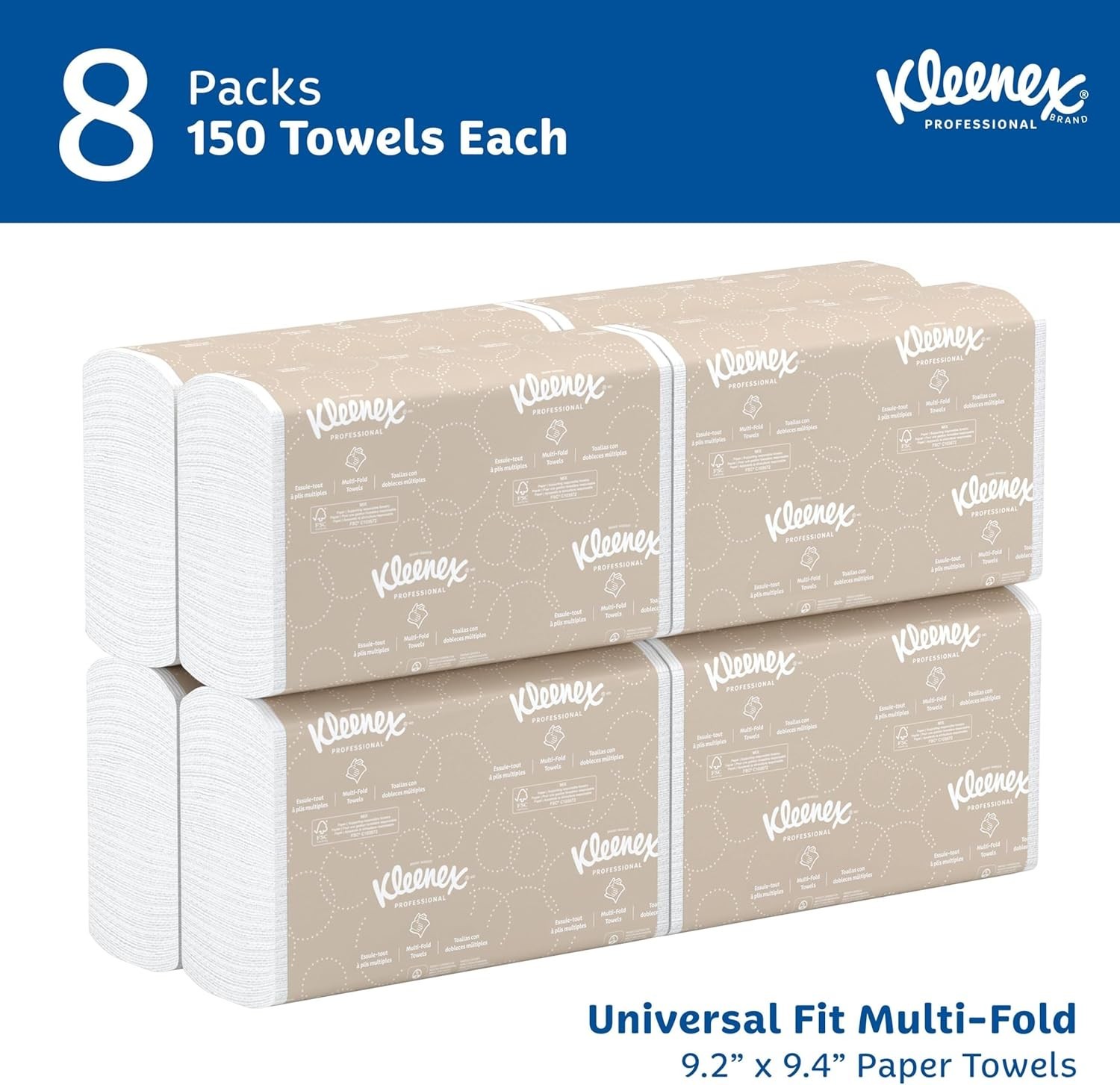 Professional Absorbent Multifold Paper Towels – 9.2″ x 9.4″, 1,200 Total Sheets