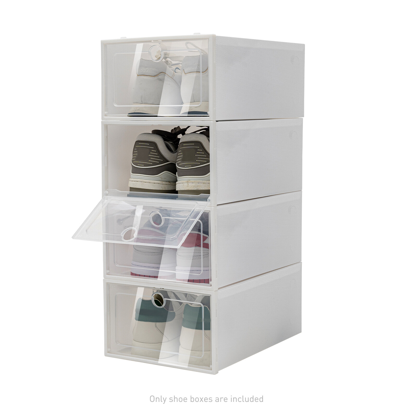 20/24pcs Plastic Shoe Box Kit Foldable Stack Storage Clear Home Organizer Rack