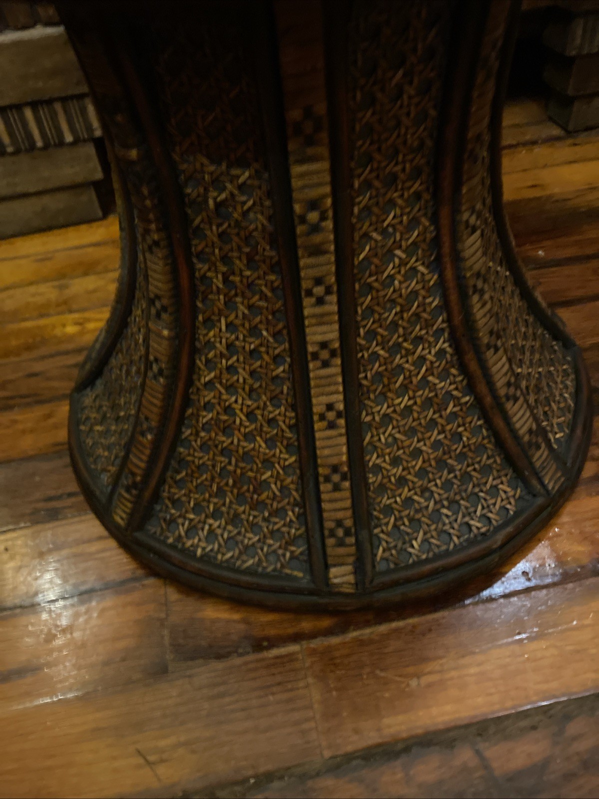 Chinese Tinalik Basket Storage Container Intricate Woven Rattan 31″ T 17″ D