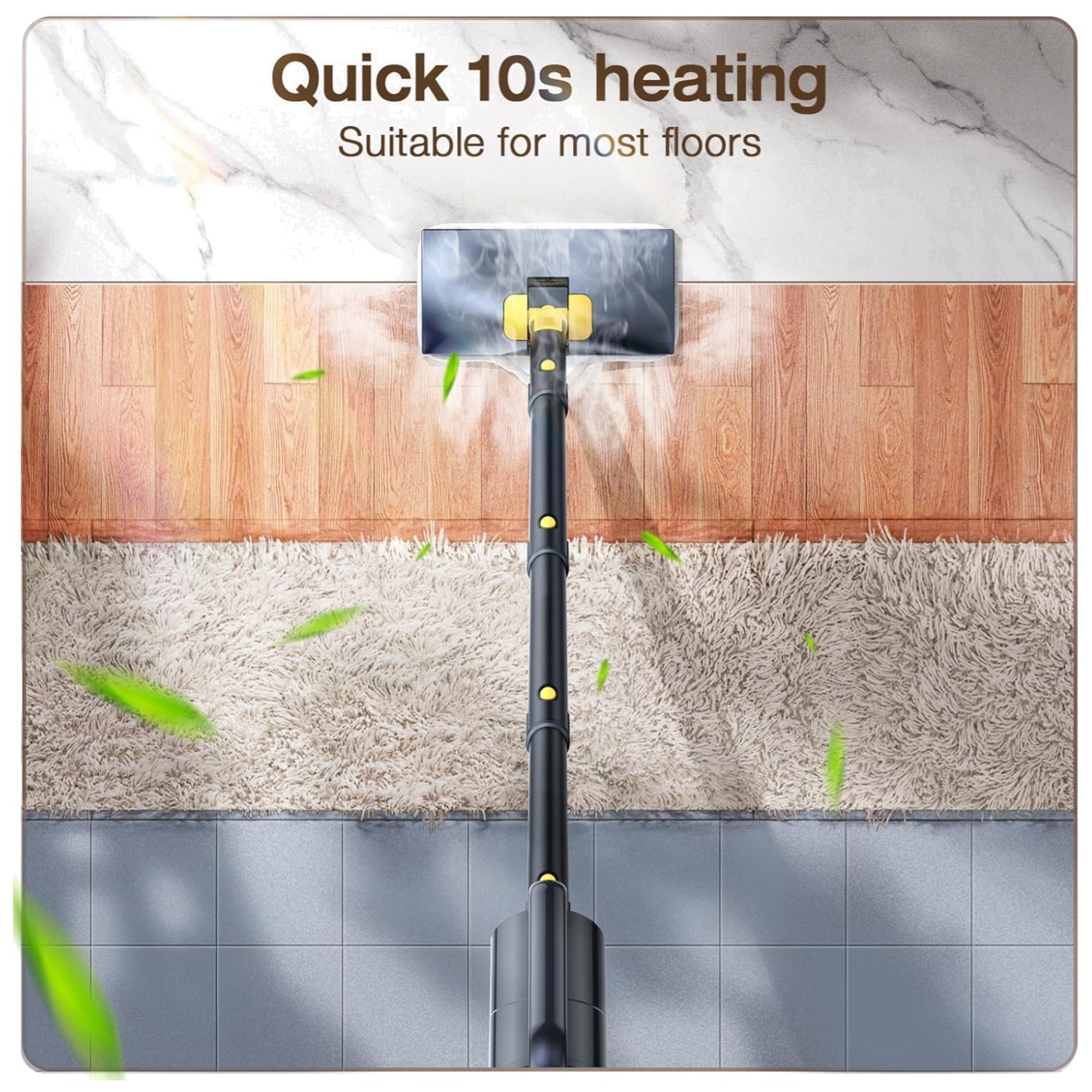 10-in-1 Steam Mop Cleaner, Quick Heat, 350ml Tank, Gray