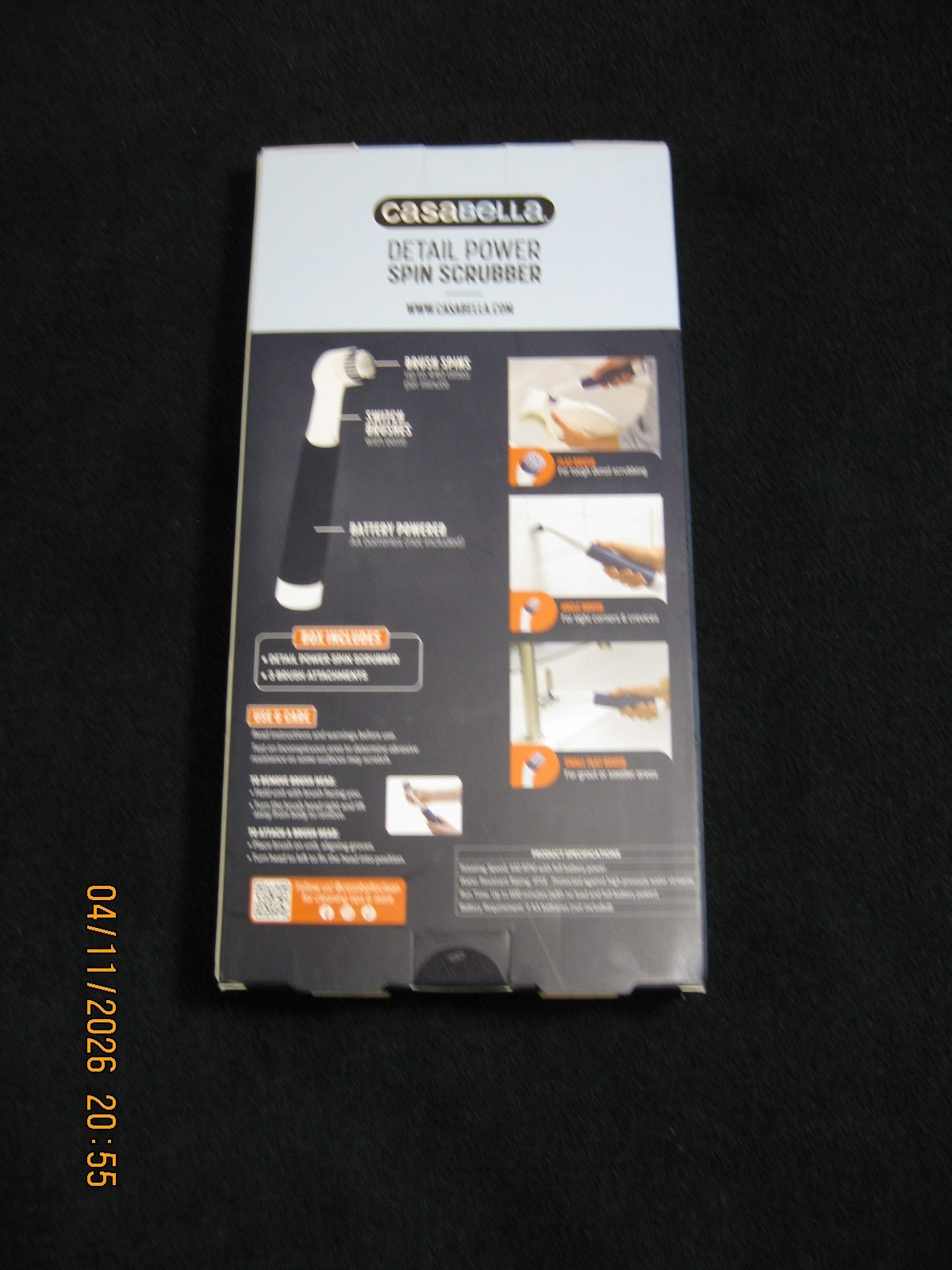 Casabella Power Spin Detail Scrubber 3 Brush Grout Cleaner NEW