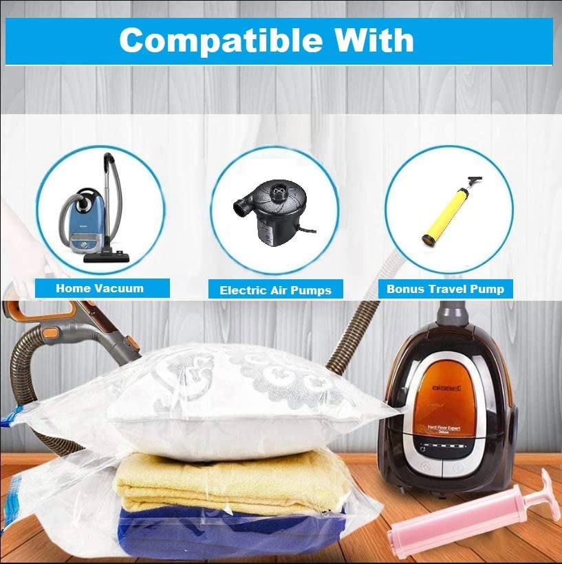 1/10 Pack Reusable Vacuum Storage Bags Space Saver for Clothes Blankets S/L/XL