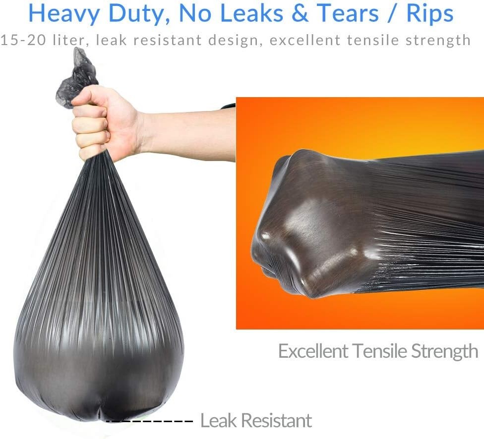Garbage Bags 4 – 6 Gallon Black Biodegradable Strong Trash Bag Bathroom Kitchen