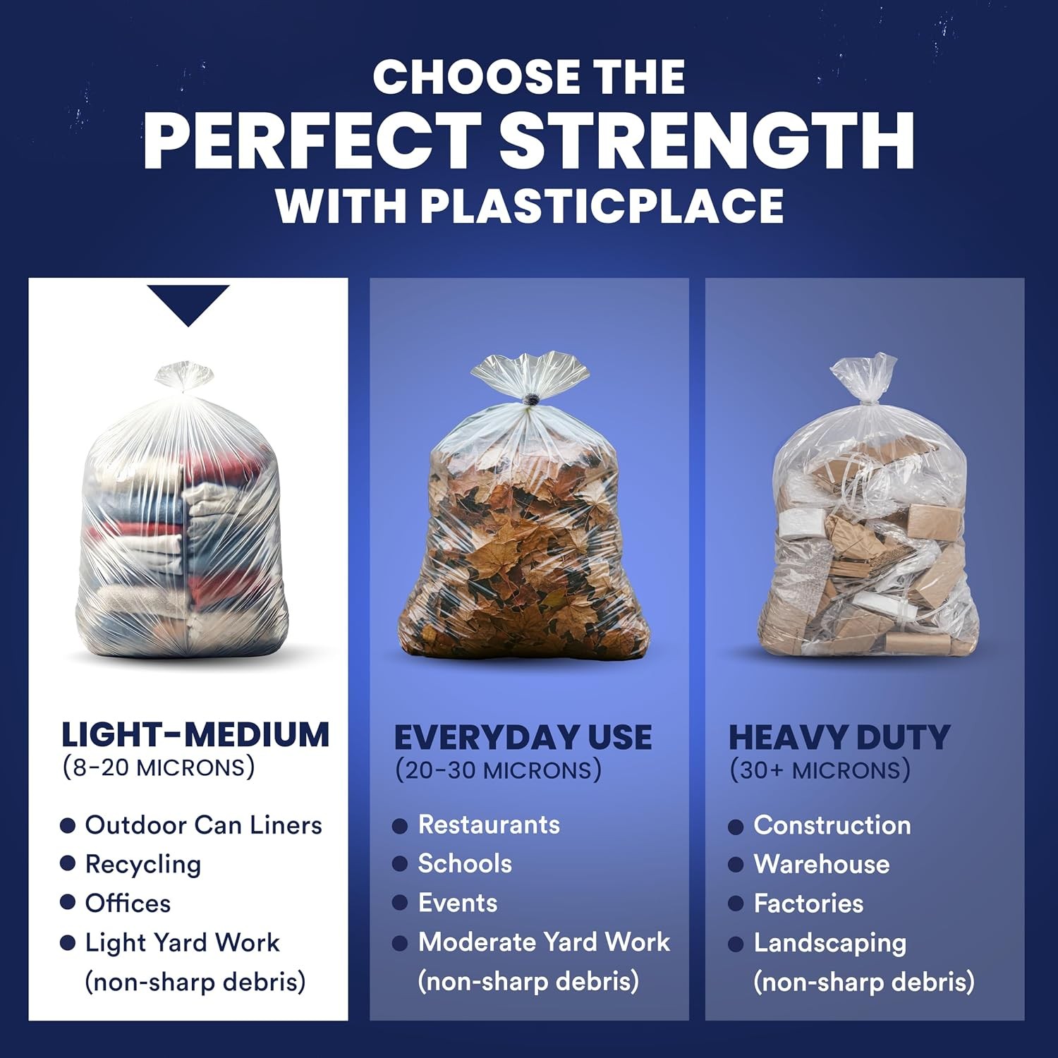 Plasticplace 55-60gal Trash Bags 200ct – 36×60″ Clear High Density 12 Microns