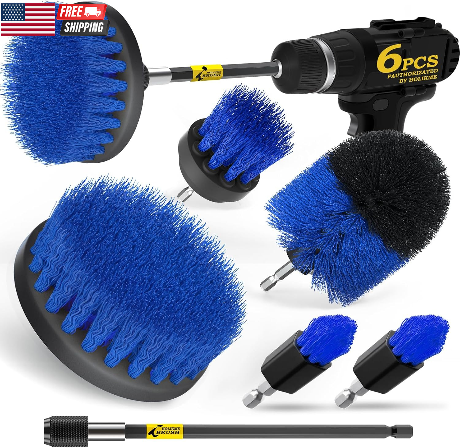 6Pack Drill Brush Power Scrubber Cleaning Brush Extended Long Attachment Set All