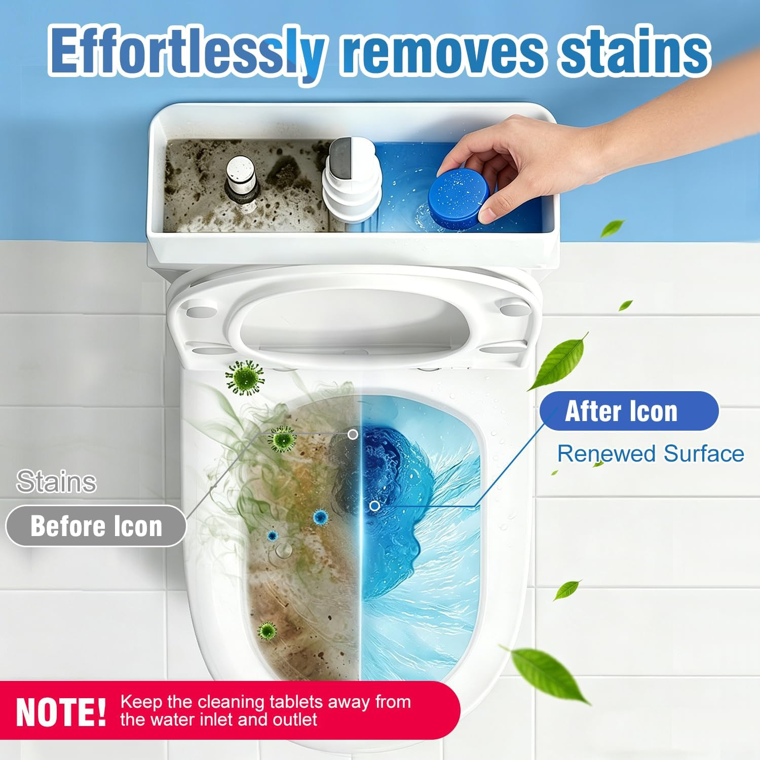 12 Tablets Toilet Bowl Cleaner Tablets for Tank – Automatic Toilet Tank Cleaner