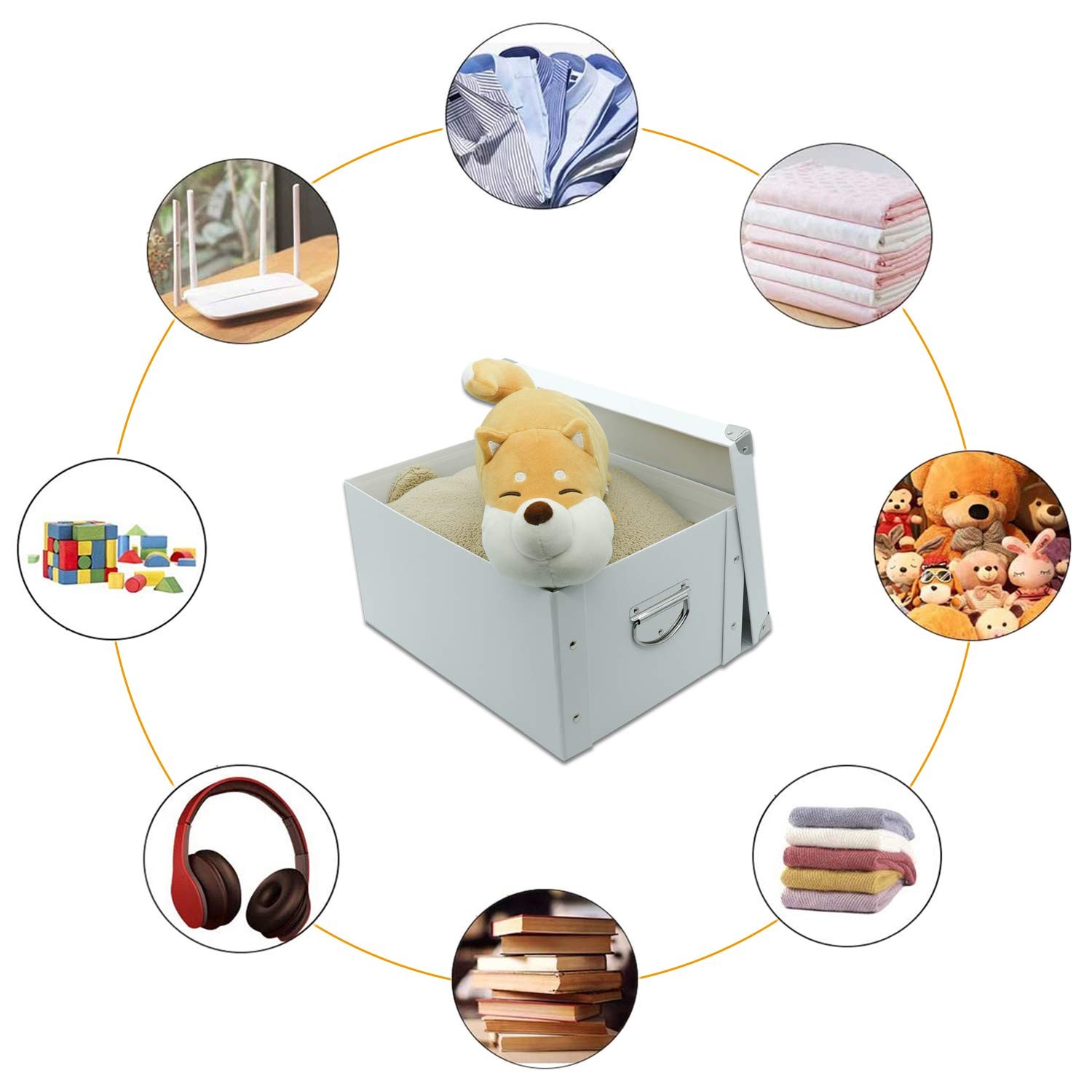 GUOZI Collapsible Storage Box, Decorative Memory Box with 35*25*17.5cm, White