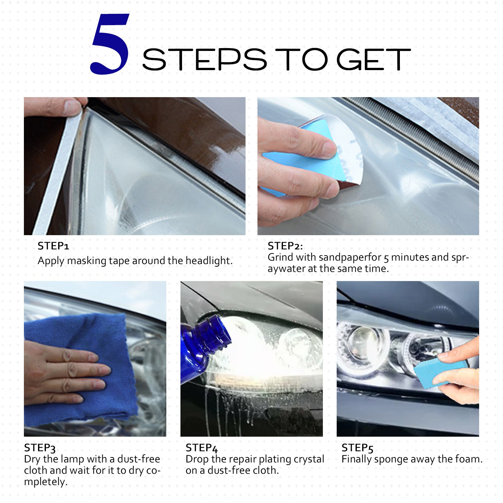 Auto Headlight Restoration Kit Car Polish Restore Faded Lens UV Sealant Clear