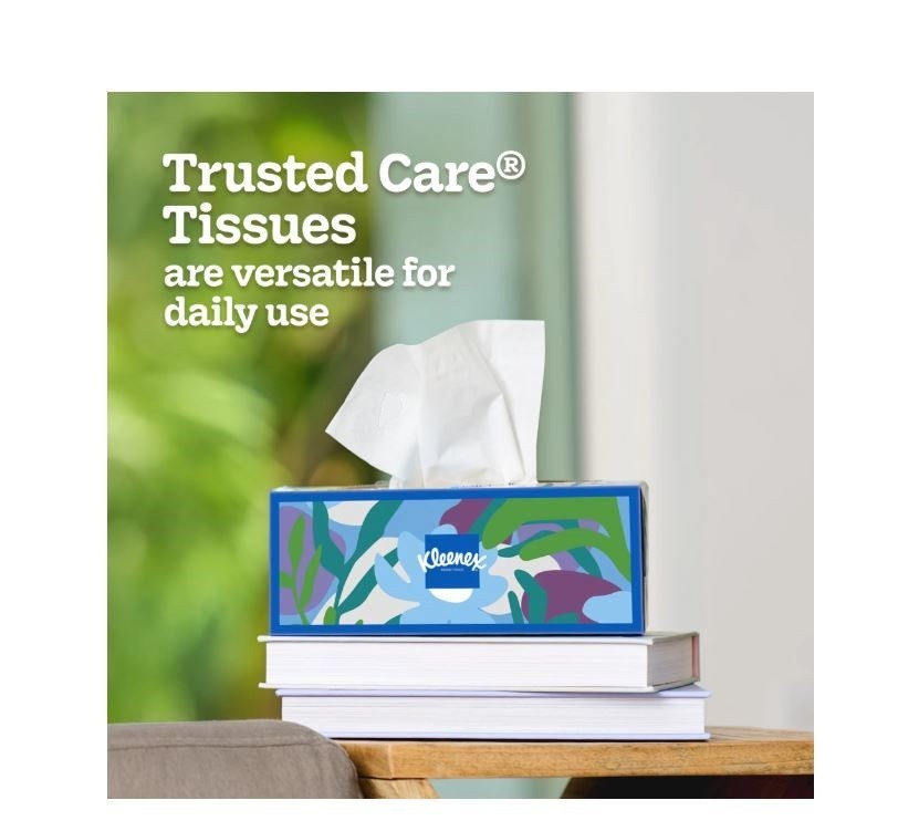 Kleenex Trusted Care Facial Tissues, 8 Flat Boxes, 200 Tissues per Box, 2-Ply