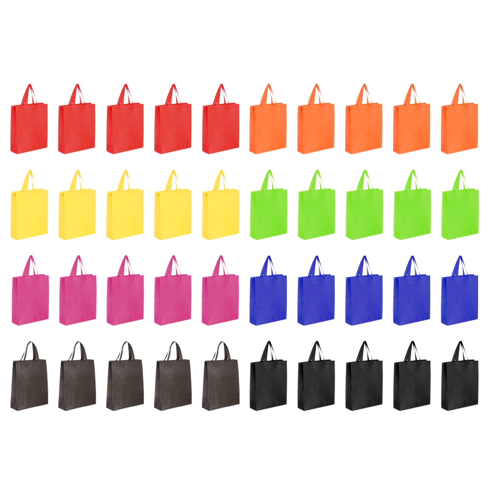 40Pcs Non-Woven Tote Bags, Reusable Gift Tote Bags 11.8 x 15 Inch 8 Color Mixed