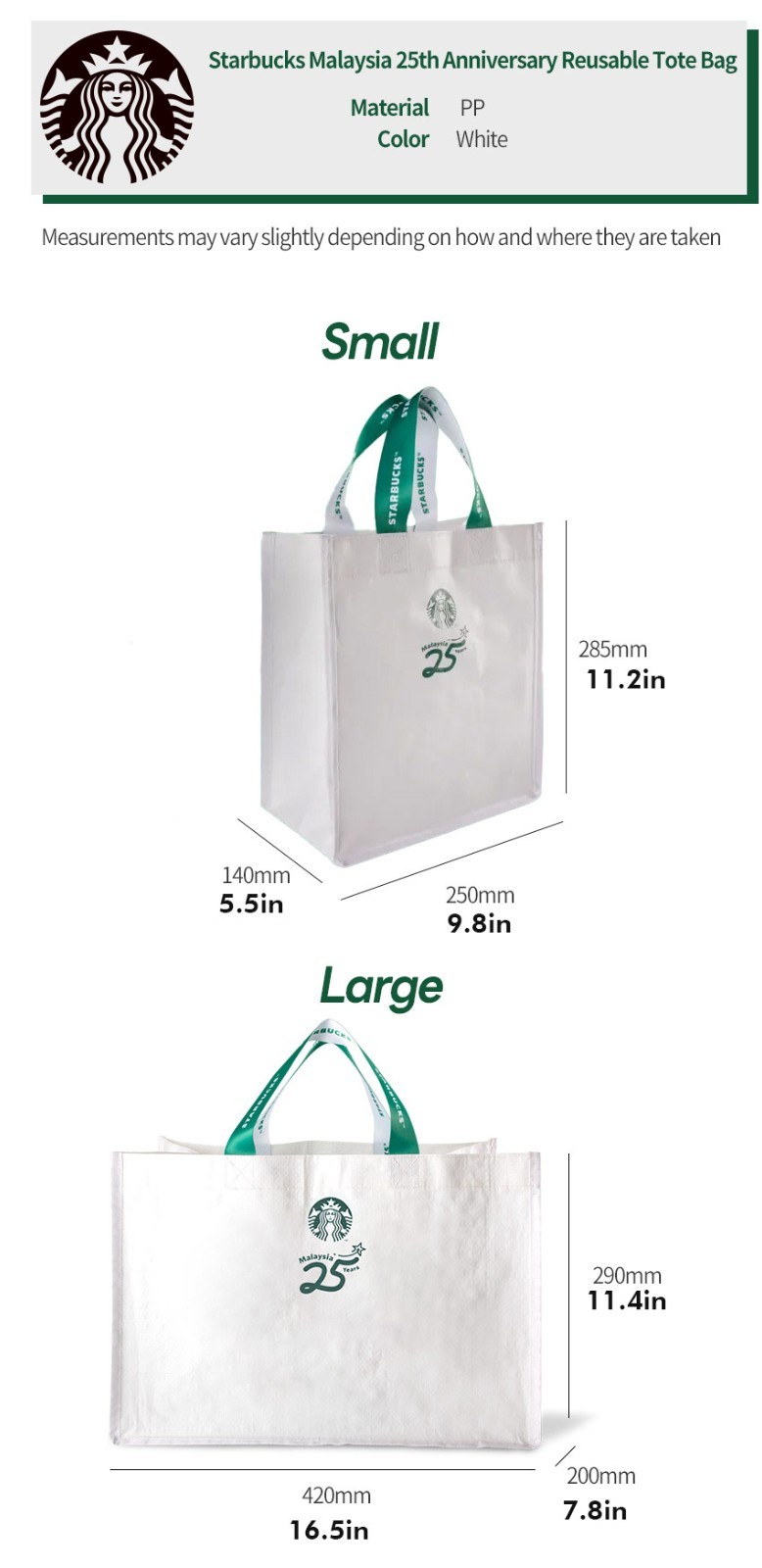 Starbucks Malaysia Limited Edition 25th Anniversary Reusable Shopping Bag Set