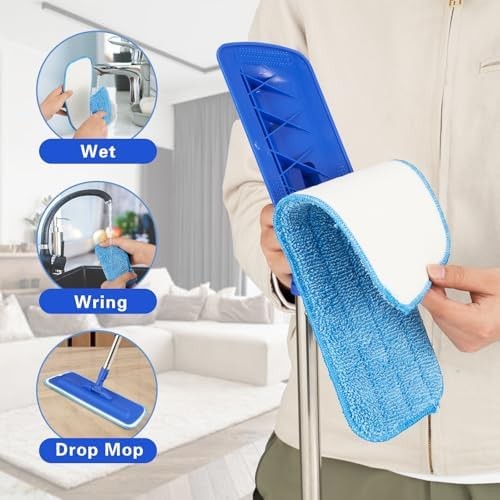 17.5″ Professional Microfiber Floor Cleaning Mop, Flat Mop with Stainless Steel