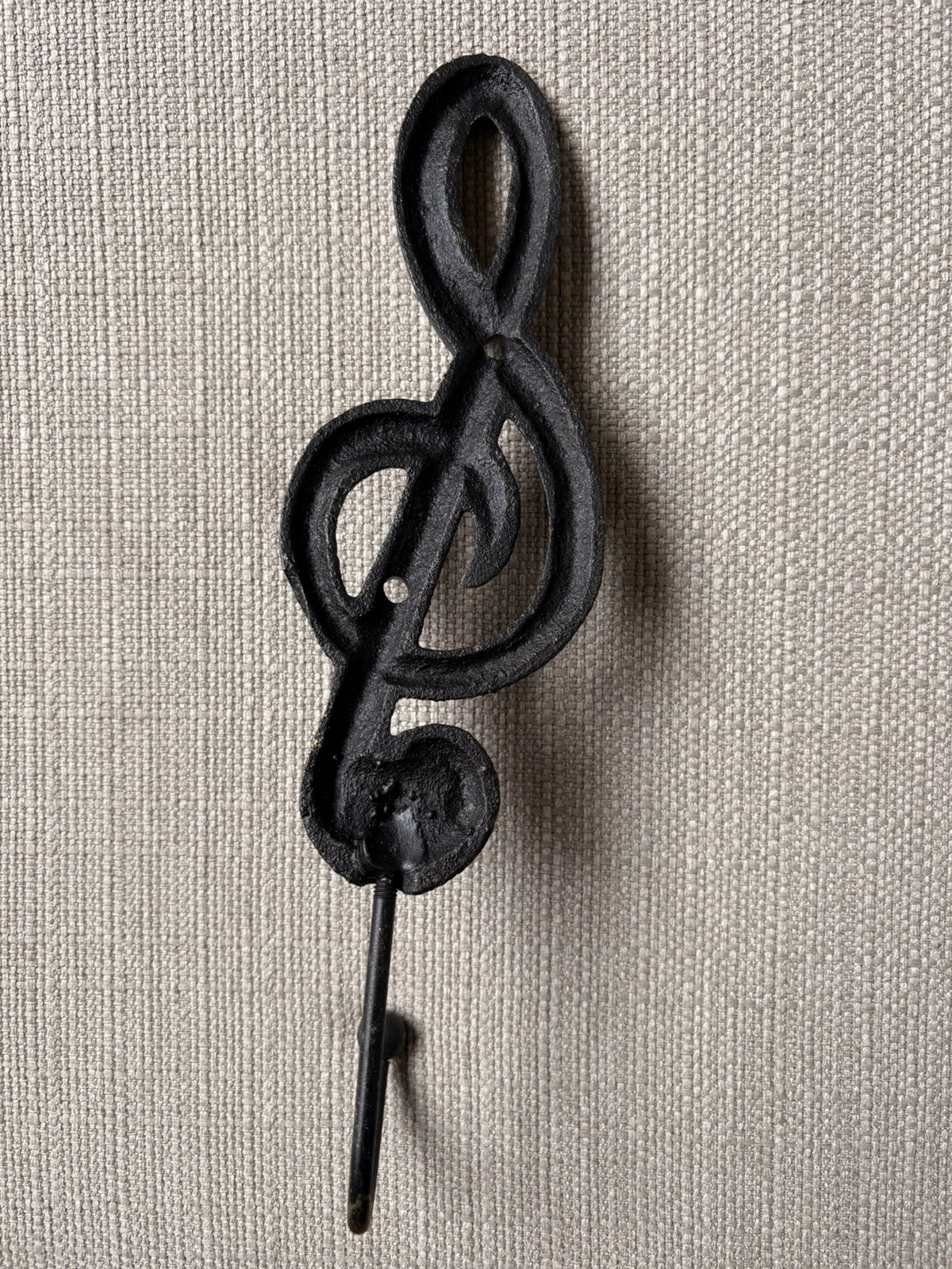 Treble Clef Music Wall Hook in ANTIQUED GOLD CAST IRON 9.5 in x 2.5 in